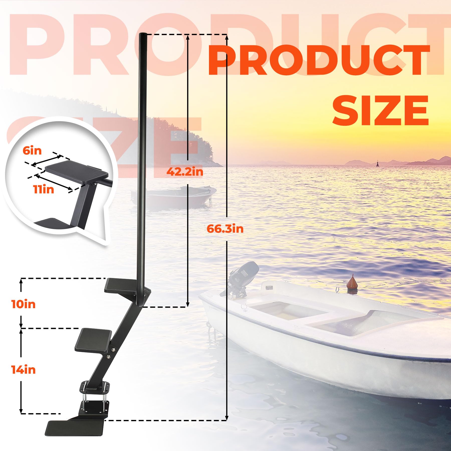 Heavy Duty 3 Step Boat Trailer Ladder - 400 LB Capacity with Non-Slip Surface & Sturdy Handle - Universal Fit for Bass Boats, Pontoon Boats & Trailers - Perfect for Easy Boarding & Safe Water Access