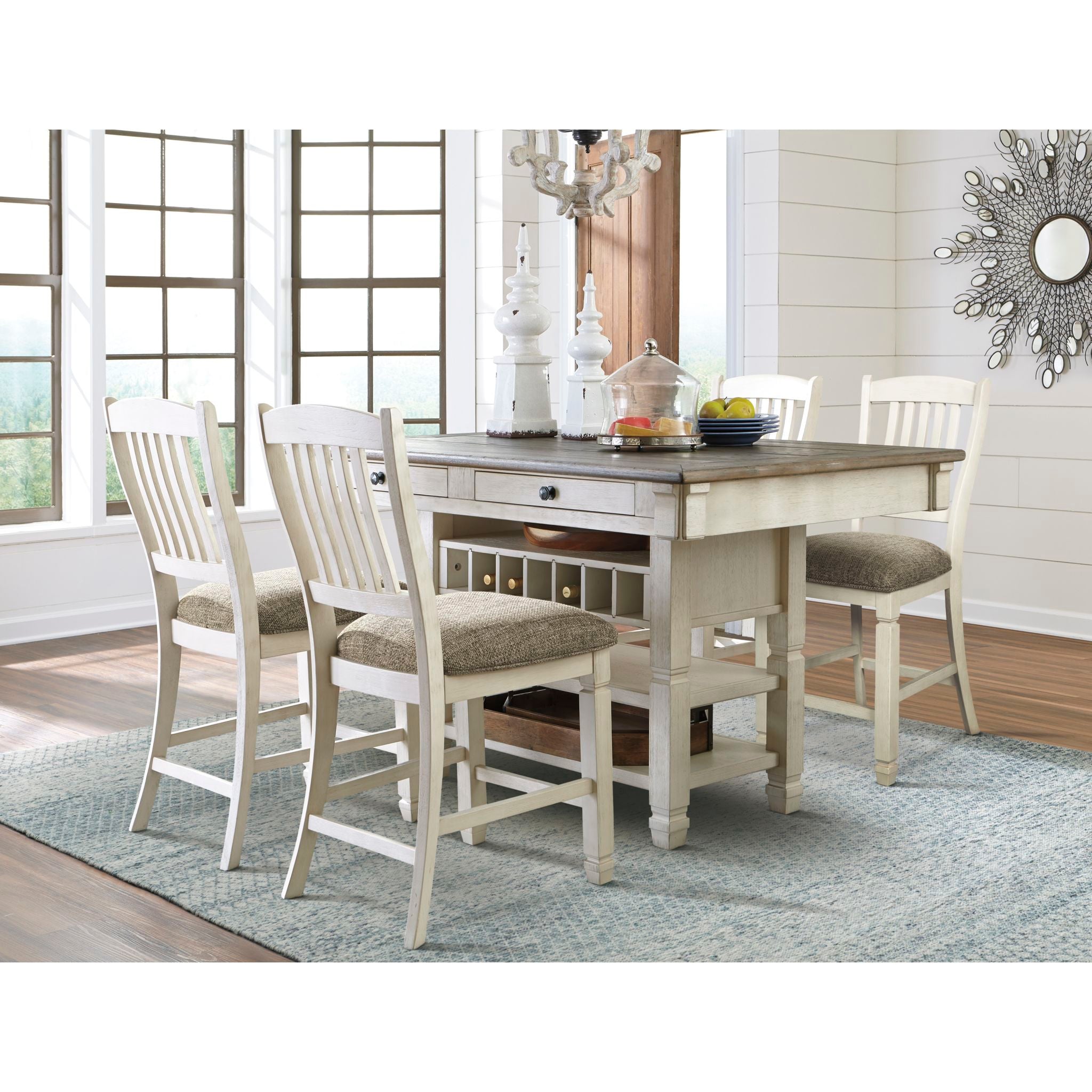Bolanburg 5-Piece Counter Height Dining Set - Modern Kitchen Table and Stools for Small Spaces - Perfect for Breakfast Nook, Apartment, or Bar Area