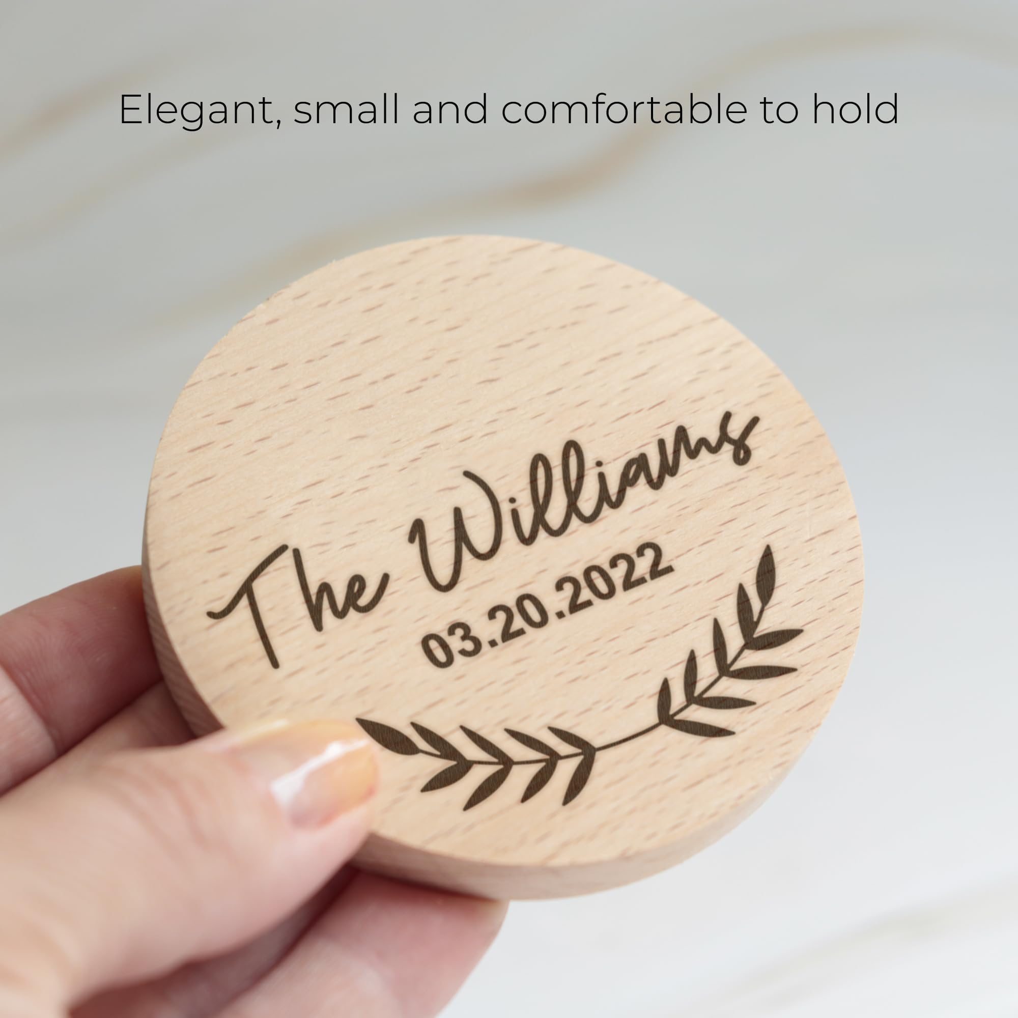 Personalized Wooden Compact Mirrors for Women - Custom Engraved Handheld Makeup Mirror for Purse, Bulk Wedding & Bridesmaid Party Favors (Your Text/Leaves Design) - Perfect for Gifts, Travel & Everyday Use