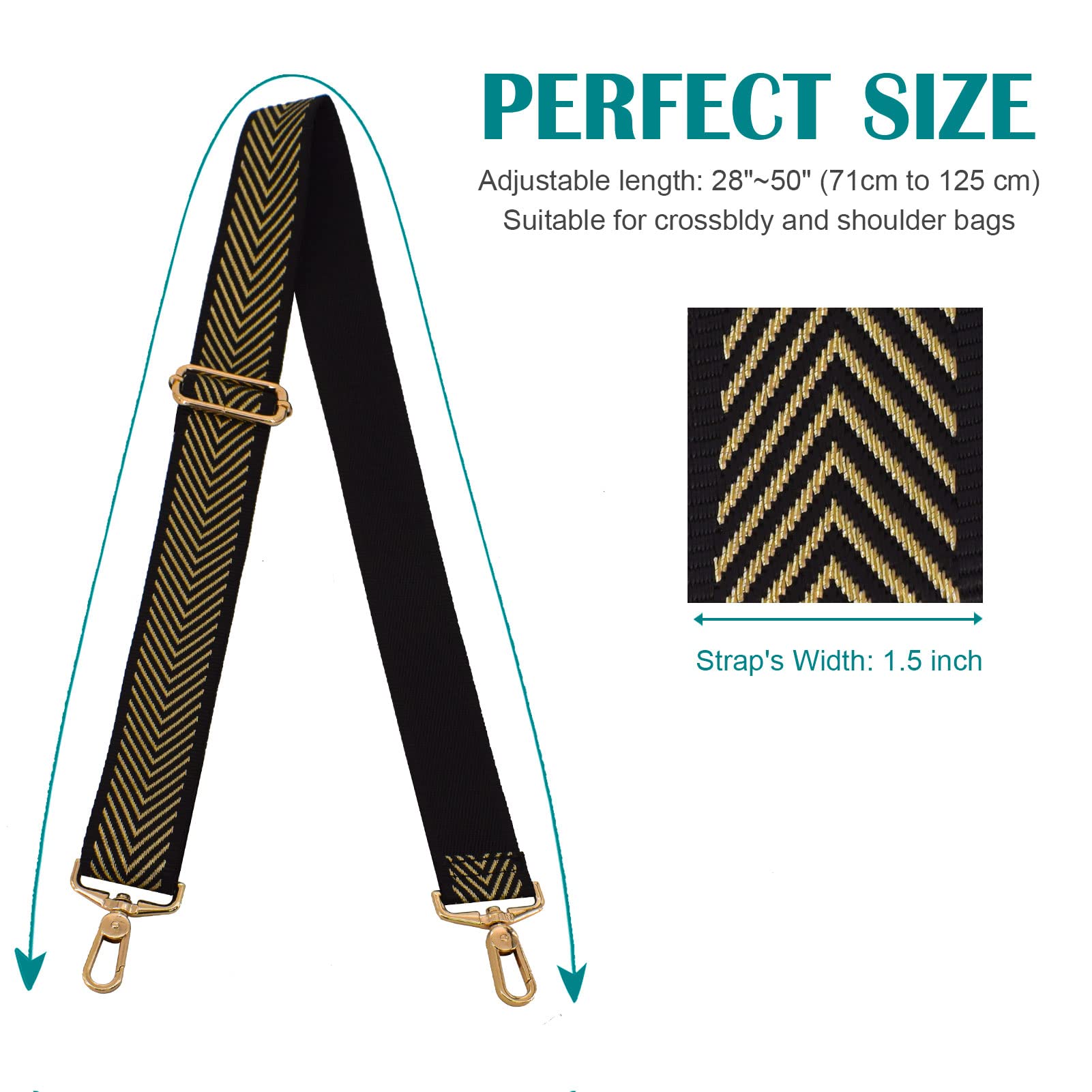 Crossbody Bag Strap Replacement - Durable Metal Swivel Hook Shoulder Strap for Purses, Luggage & Guitar Cases | Perfect for Travel, Daily Use & Instrument Protection