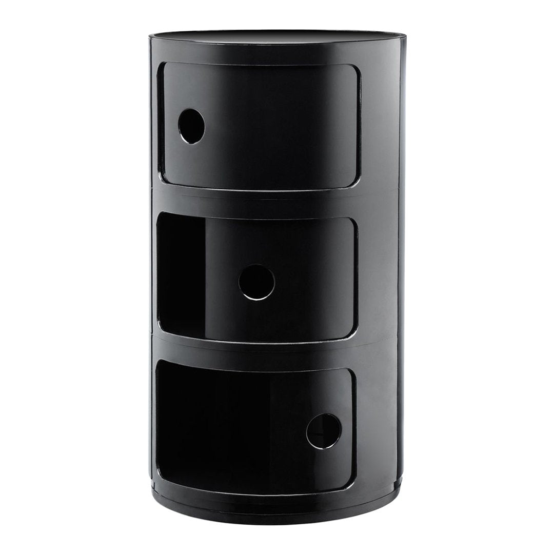 Componibili Round 3-Door Storage Tower - Modern Modular Organizer for Bedroom, Living Room & Office - Space-Saving Furniture Solution