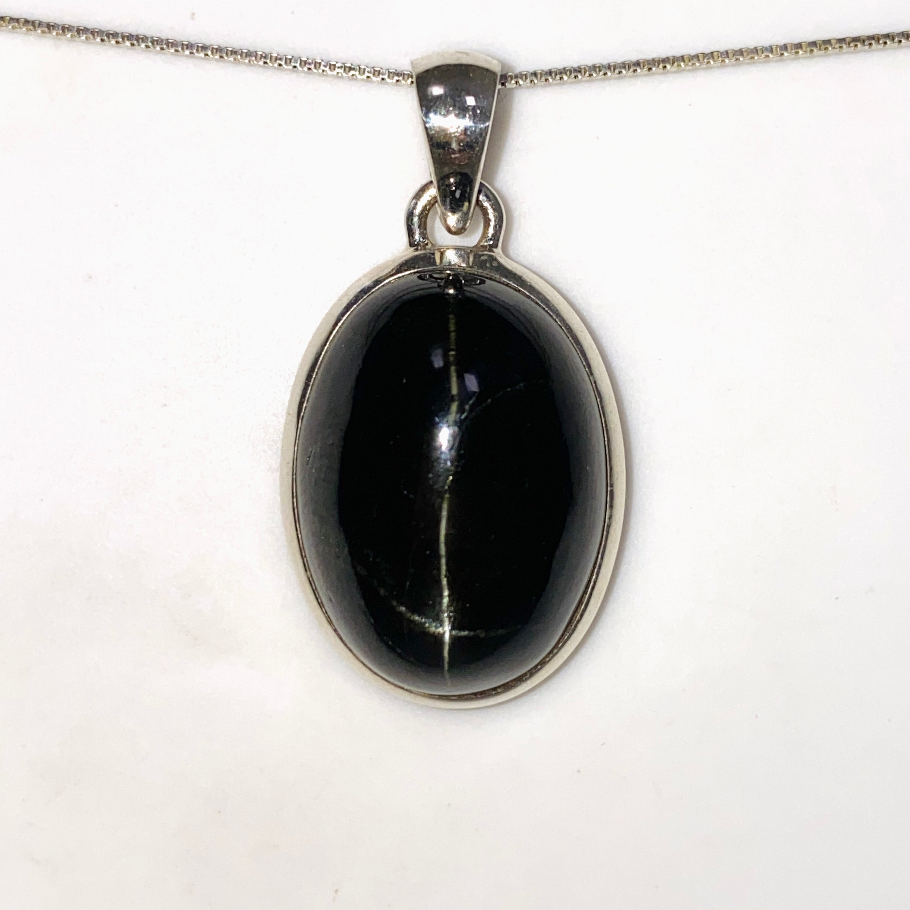 Natural Black Star Diopside Oval Cabochon Pendant Necklace - Premium Gemstone Jewelry for Women - Perfect for Evening Parties & Special Occasions