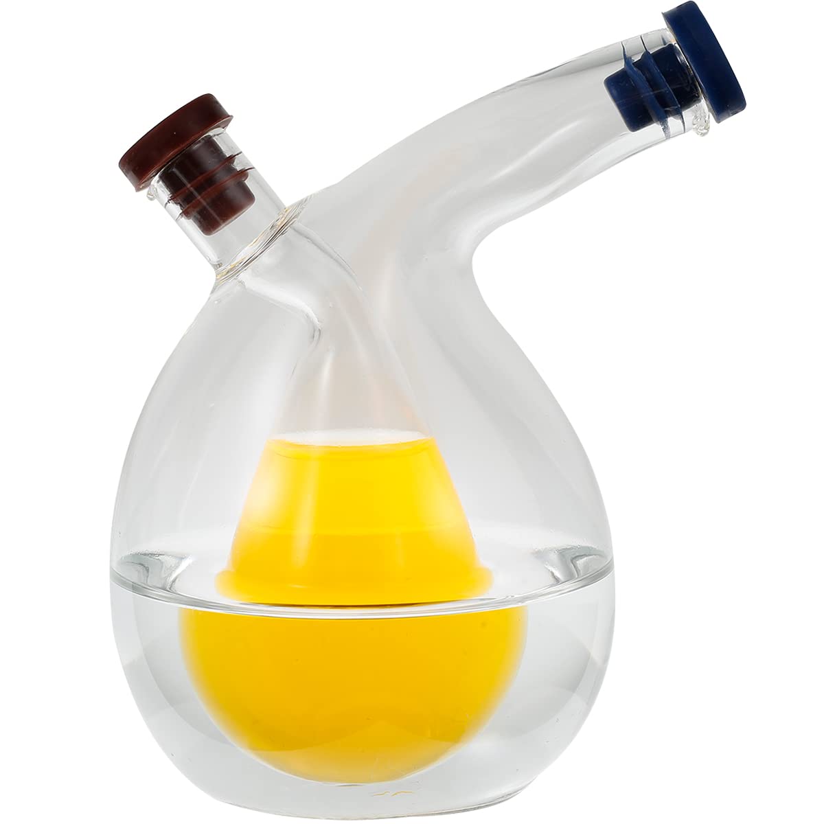 2 in 1 Double Layer Oil and Vinegar Dispenser - Clear Borosilicate Glass Kitchen Bottle with Sealed Lids - Perfect for Cooking, Salad Dressing & Seasoning Storage - Durable Double Sauce Container for Home & Restaurant Use
