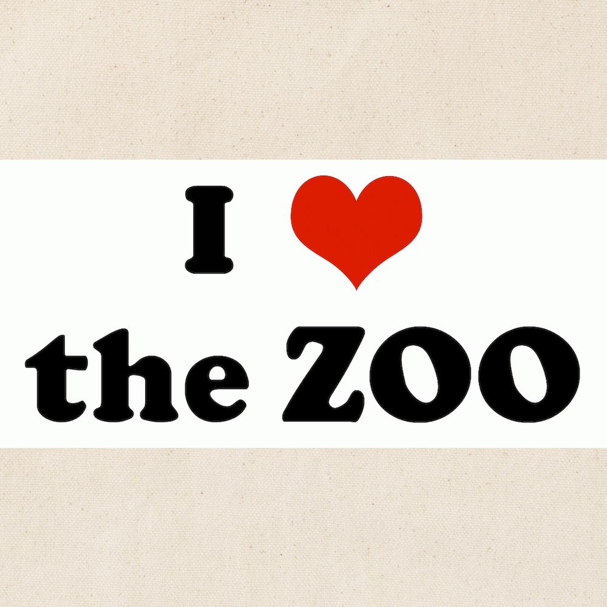 I Love The ZOO Natural Canvas Tote Bag - Eco-Friendly Reusable Shopping Bag for Groceries, Beach & Zoo Trips