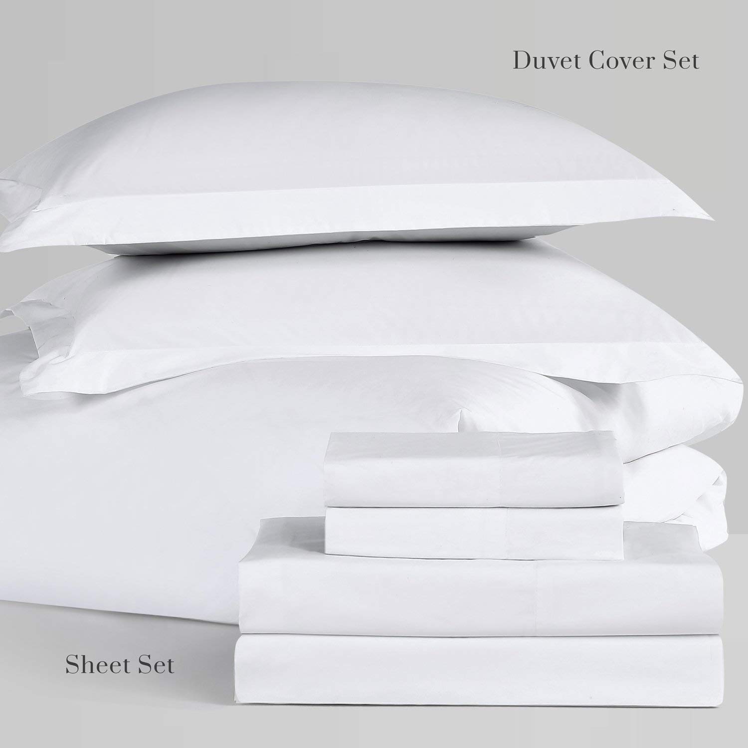 Pure Parima Hotel Collection Ultra Percale 100% ELS Giza Egyptian Cotton Sheet Set - King Size White (Flat Sheet, Fitted Sheet & 2 Pillowcases) | Luxury Bedding for Hotels & Home Master Bedroom
