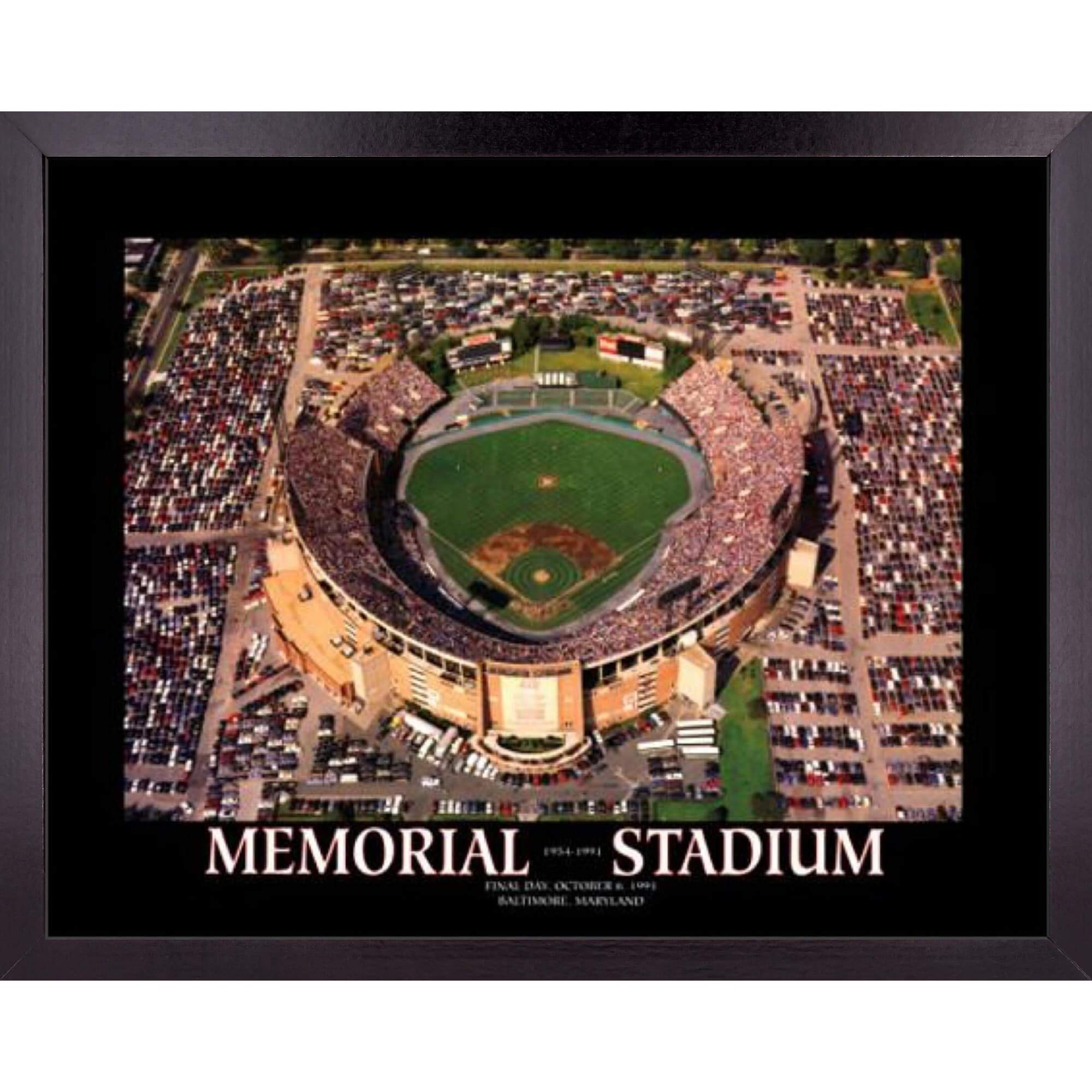 Baltimore Baseball Stadium Poster - Framed Wall Art Decor 23x29 Inches | Memorial Field & Park Final Game Aerial View | Sports Fan Gift for Men & Women | Perfect for College Dorm, Bedroom, or Office Decor