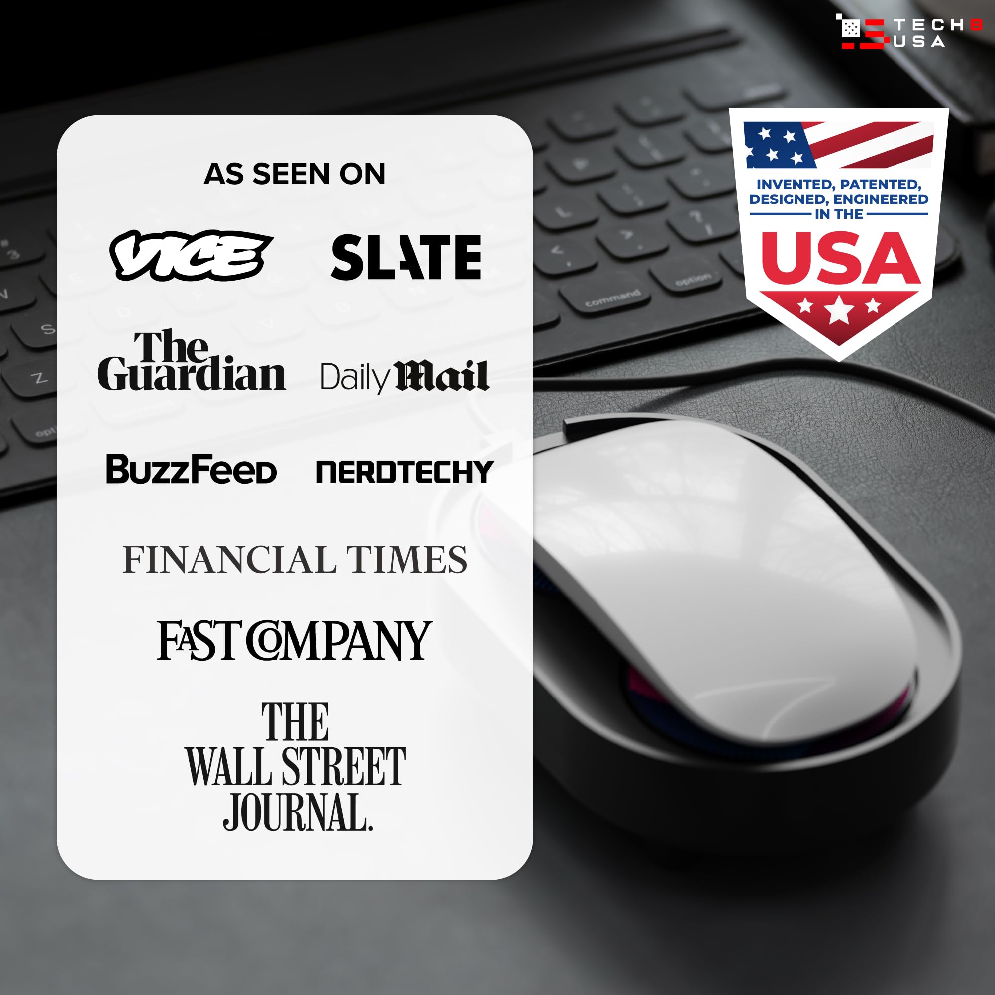 TECH8 USA Dual Disc Mouse Mover & Jiggler - Auto-Off Timer with Adjustable Activity Settings | No Software Required | Realistic Mouse Movement | Patented Design | Made in USA | Perfect for Remote Work, Online Meetings & Preventing Screen Lock