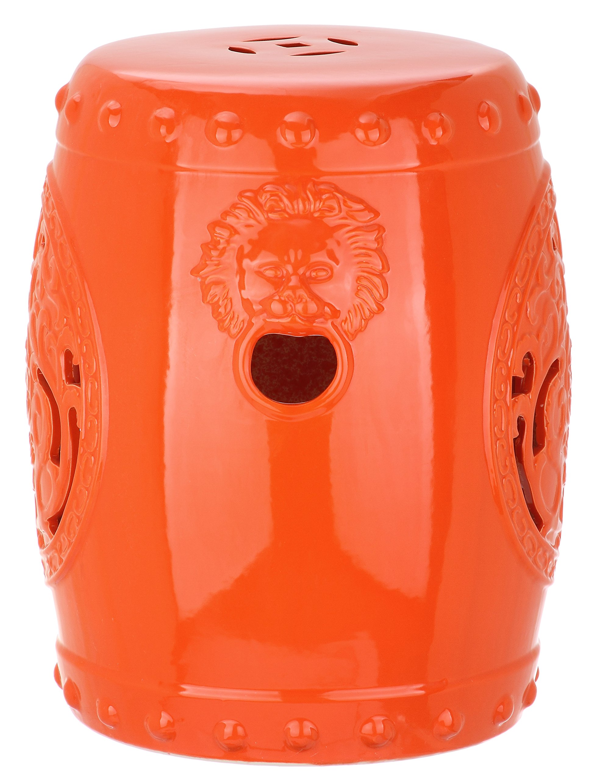 SAFAVIEH ACS4533D Dragon Coin Ceramic Decorative Garden Stool - Orange Outdoor Patio Furniture for Garden, Poolside & Balcony Decor