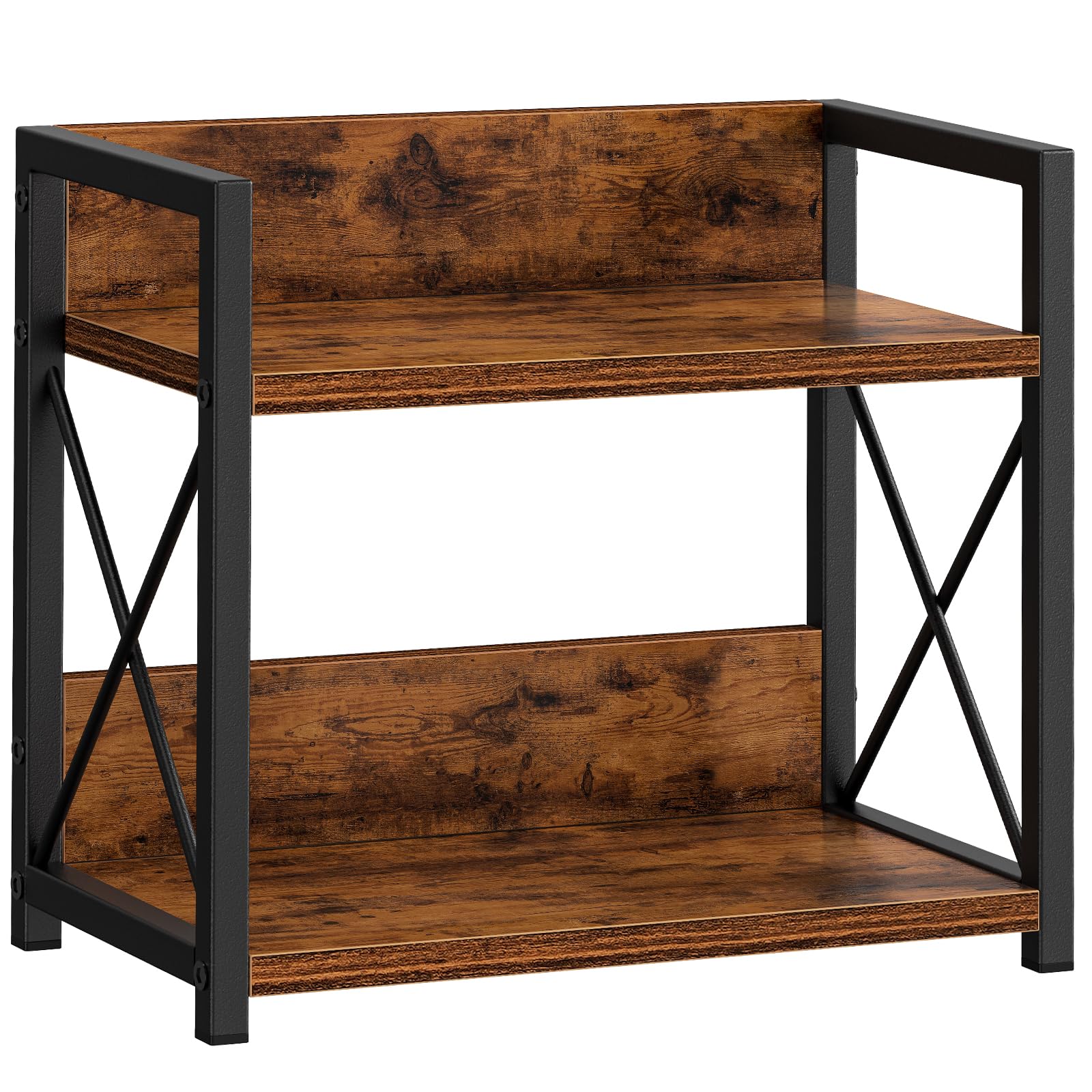 2-Tier Wooden Spice Rack Organizer for Kitchen Countertop - Rustic Brown Coffee Bar Shelf for Home - Perfect for Pantry, Coffee Station & Spice Storage Organization