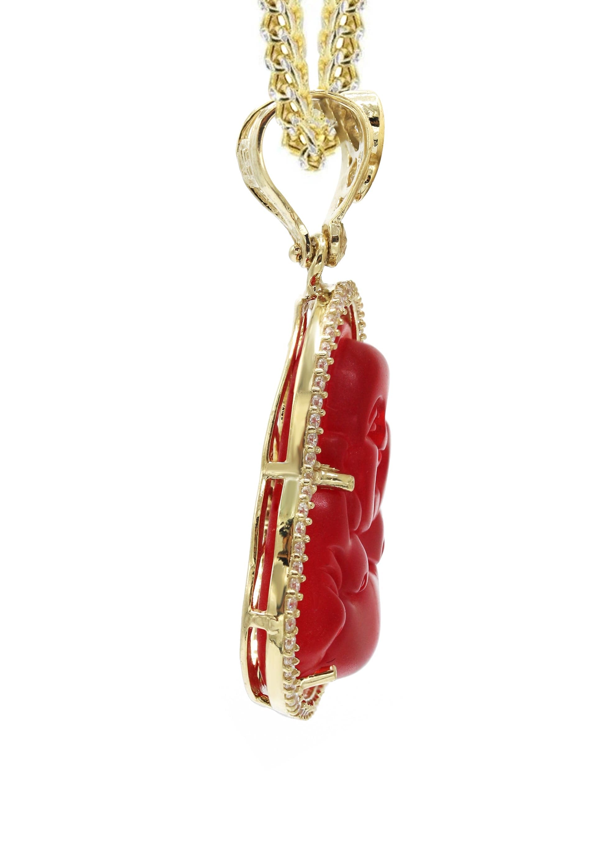 10K Yellow Gold Red Buddha Pendant Necklace for Women - 22.5 Grams Buddhist Jewelry - Perfect for Meditation, Yoga & Spiritual Gifts