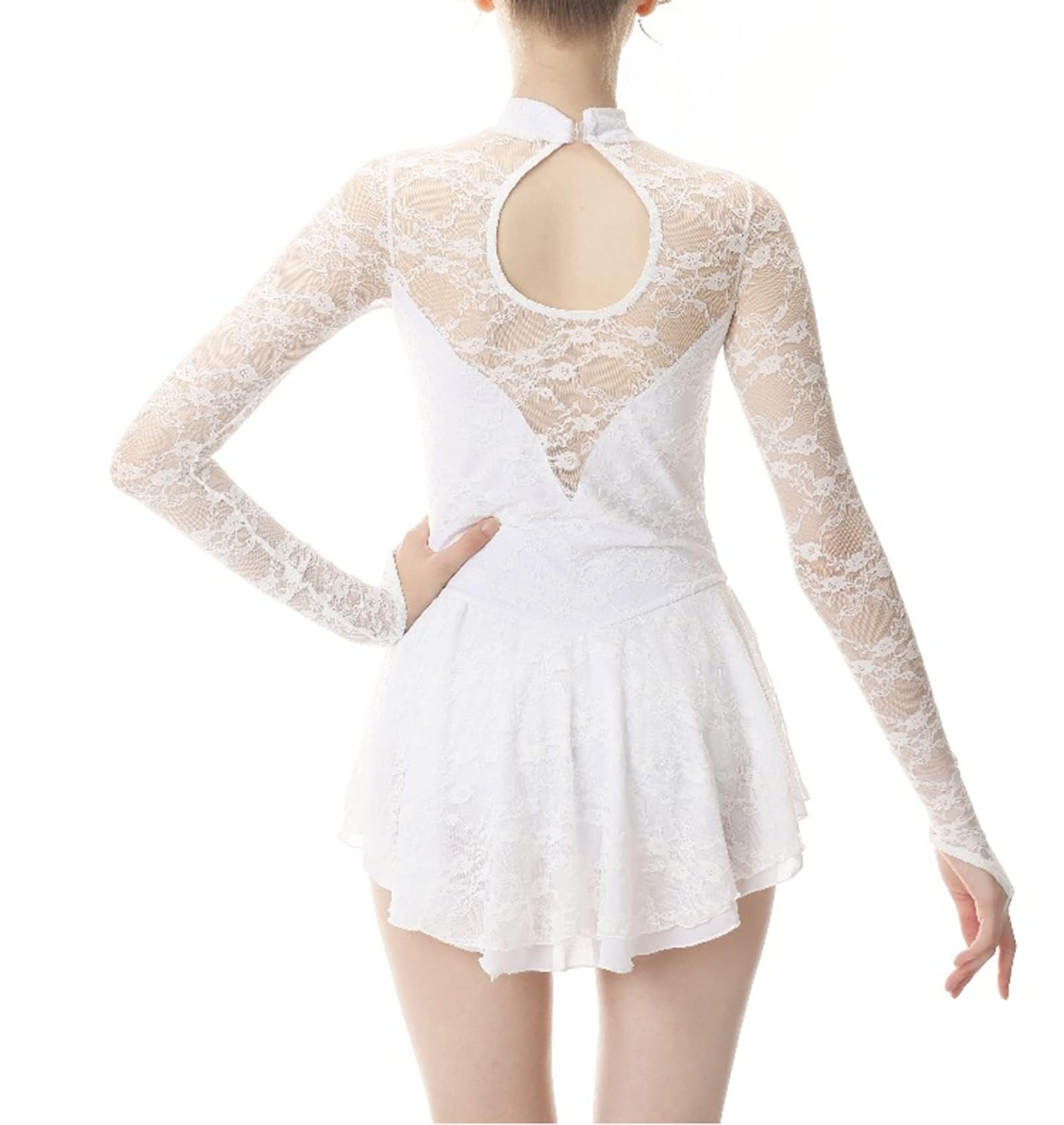 Elegant Lace Figure Skating Dress for Kids & Adults - Competition & Performance Costume - Ballet & Ice Skating Outfit for Shows & Recitals - Perfect for Ice Shows, Ballet Performances, and Skating Competitions