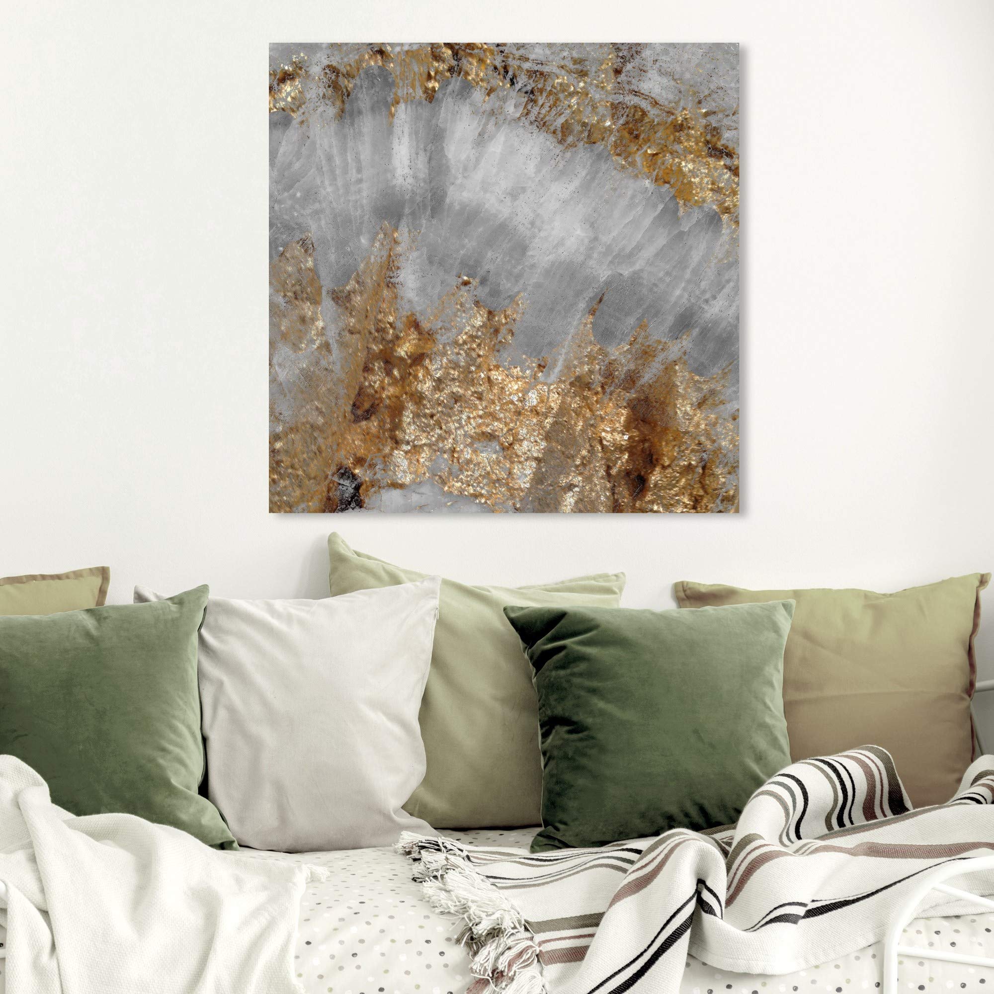 Oliver Gal Artist Co. Abstract Wall Art Canvas Print - 'Adore Crystals' Home Decor in Gold & Gray, 30x30 Inches | Perfect for Living Room, Bedroom & Office Wall Decor