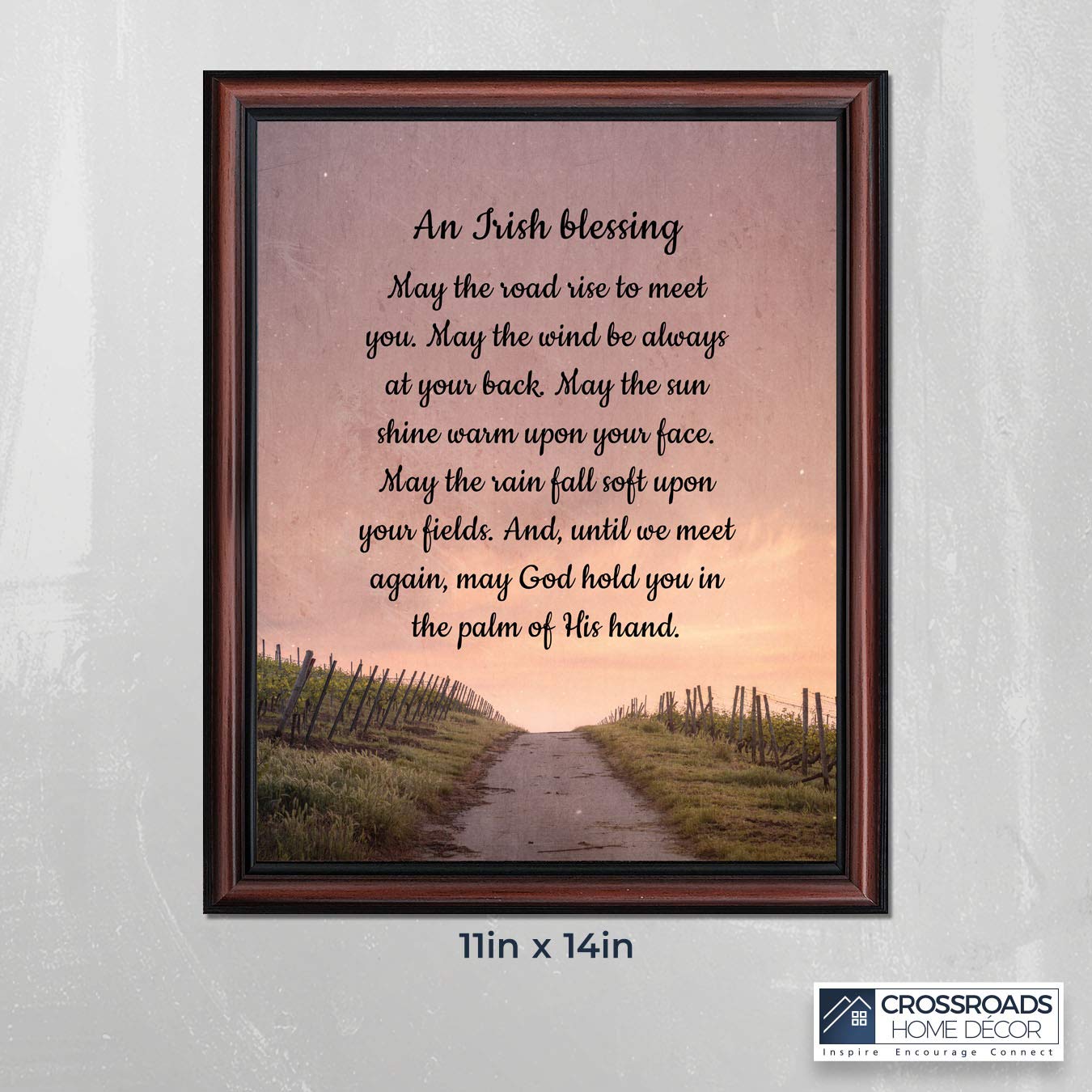 Irish Blessing Wall Art - May the Road Rise Up to Meet You - Celtic Home Decor Sign - Unique Irish Gifts for Women - Housewarming Present for New Home 2103W - Perfect for St. Patrick's Day, Irish Weddings & Home Blessing Ceremonies