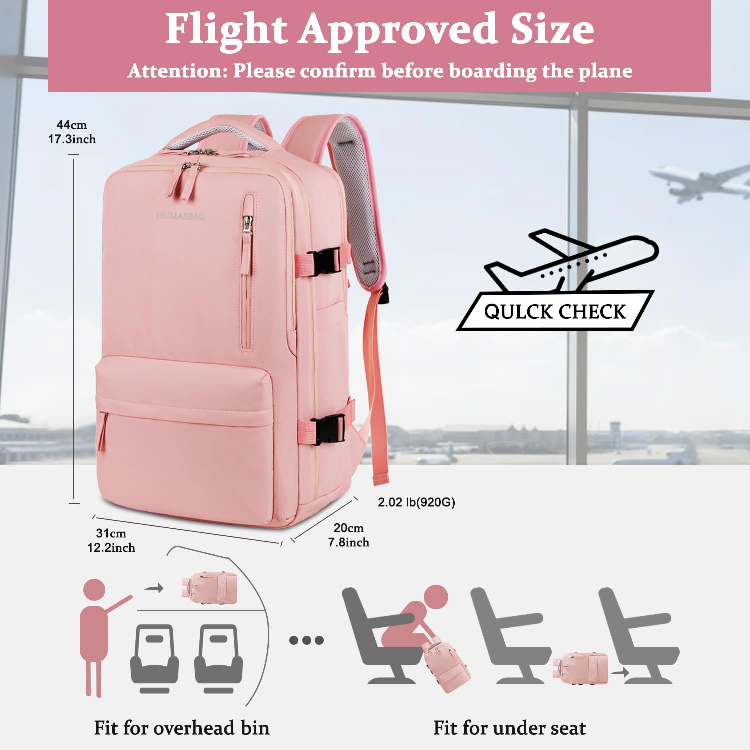 Women's Travel Laptop Backpack - Airline Approved Carry On with Shoe Compartment for 16
