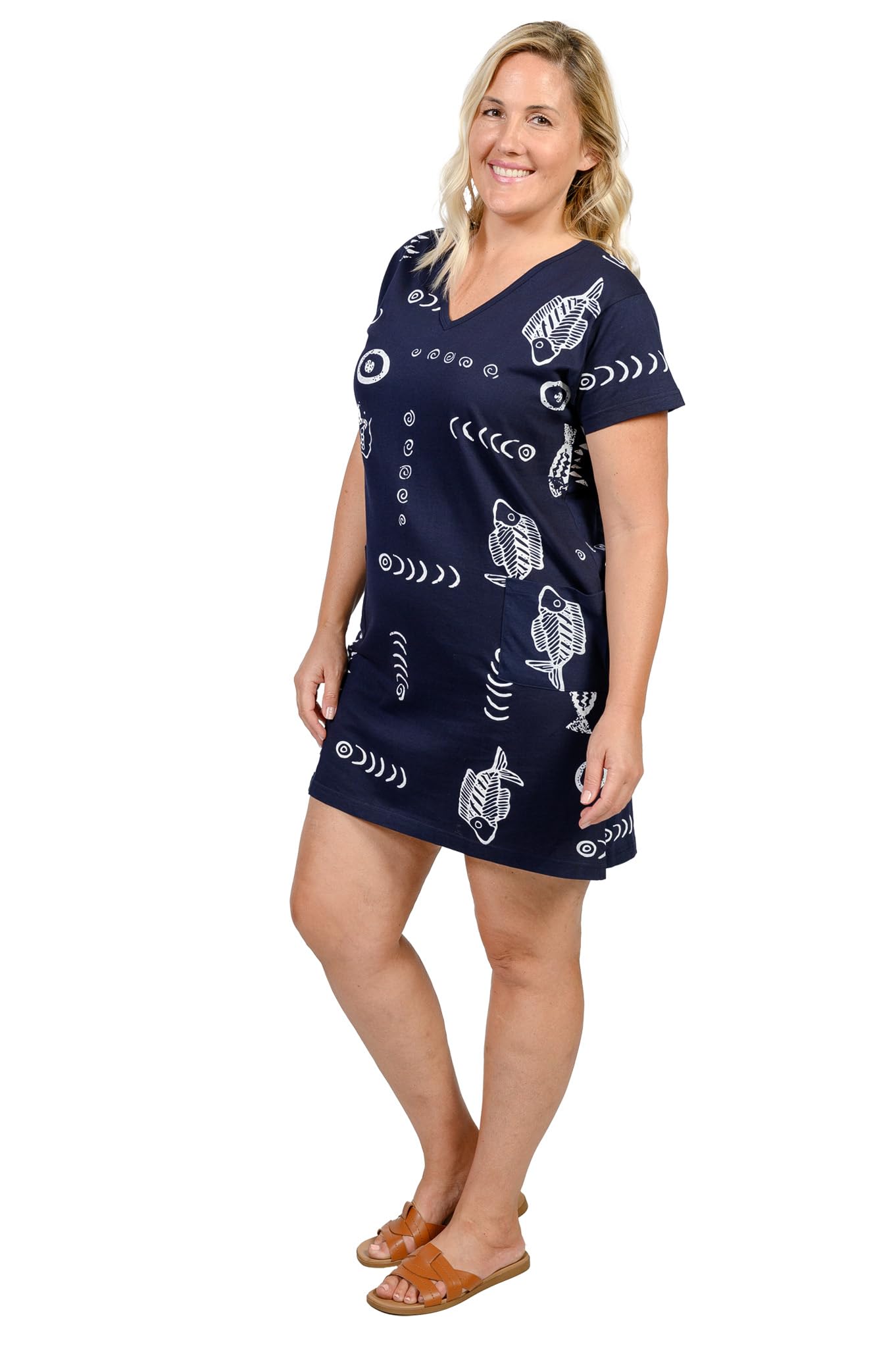 INGEAR Women's Summer Beach Dress - Short Sleeve Cotton Shift Dress for Cover Up | Casual Sundress for Vacation, Poolside, and Outdoor Activities