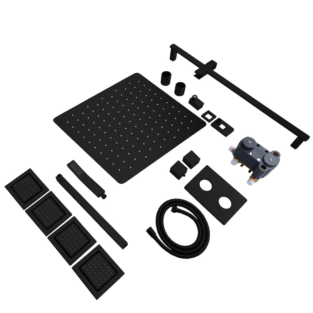 ZLINE Crystal Bay Thermostatic Shower System with Body Jets - Matte Black (CBY SHS T3 MB) | Luxury Bathroom Upgrade for Spa-Like Experience at Home