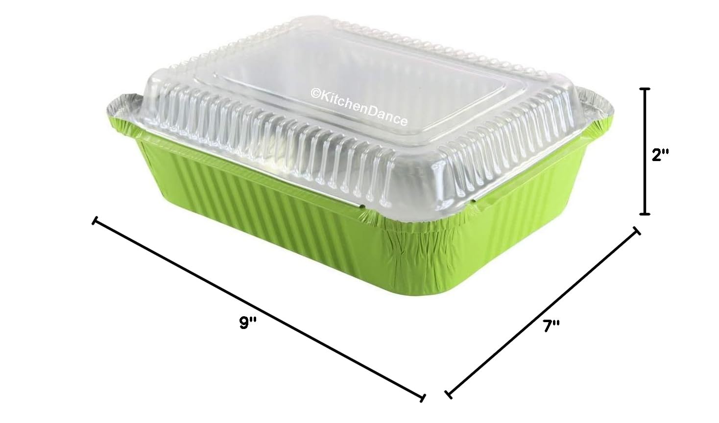 KitchenDance 3.75 lbs Colored Aluminum Pans with Plastic Lids - Heavy Duty Disposable Foil Pans for Cooking, Baking, Freezing & Food Storage - Perfect for Meal Prep, Parties, Catering & Leftovers (3227P)