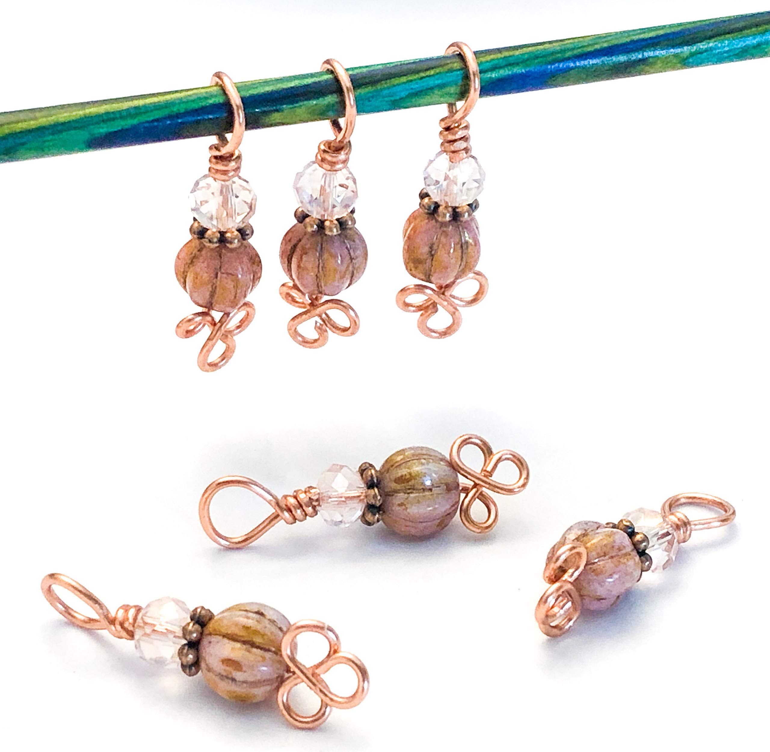 Premium Copper Celtic Knot Stitch Markers for Knitting - Set of 6 or 10 - Perfect for Crochet, Yarn Crafts & DIY Projects