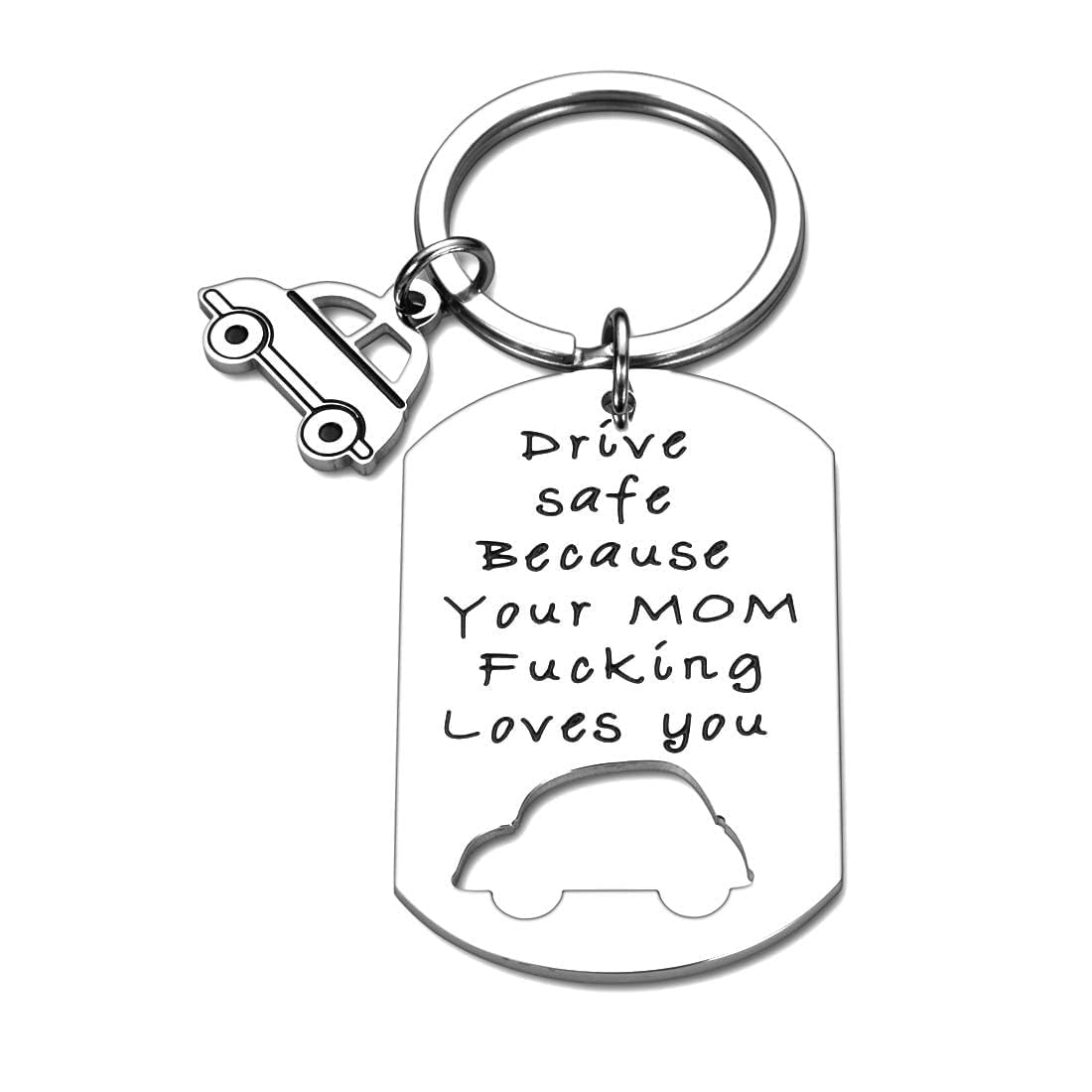 Funny New Driver Keychain - Drive Safe Gift for Teen Boys & Girls - 16th & 18th Birthday Present from Parents - Valentine's Day & College Graduation Gift for Him/Her - Perfect for Car Keys & Backpack Accessories