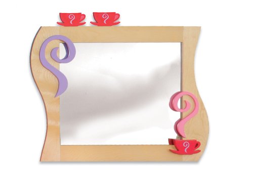 Magic Wall Mirror with Tea Set for Girls - Elegant Bedroom Decor & Tea Party Accessories for Kids Room, Birthday Gifts