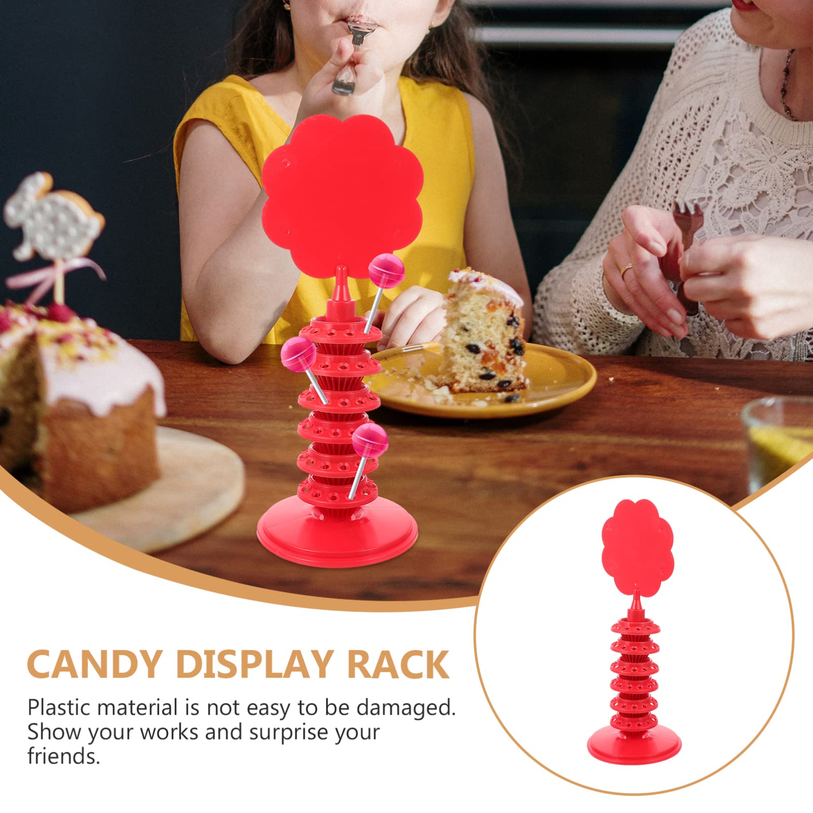 Tofficu Red Lollipop Candy Display Stand - 6 Tier Dessert Tower for Bakery, Candy Store, Party Decor & Sweet Table Display
