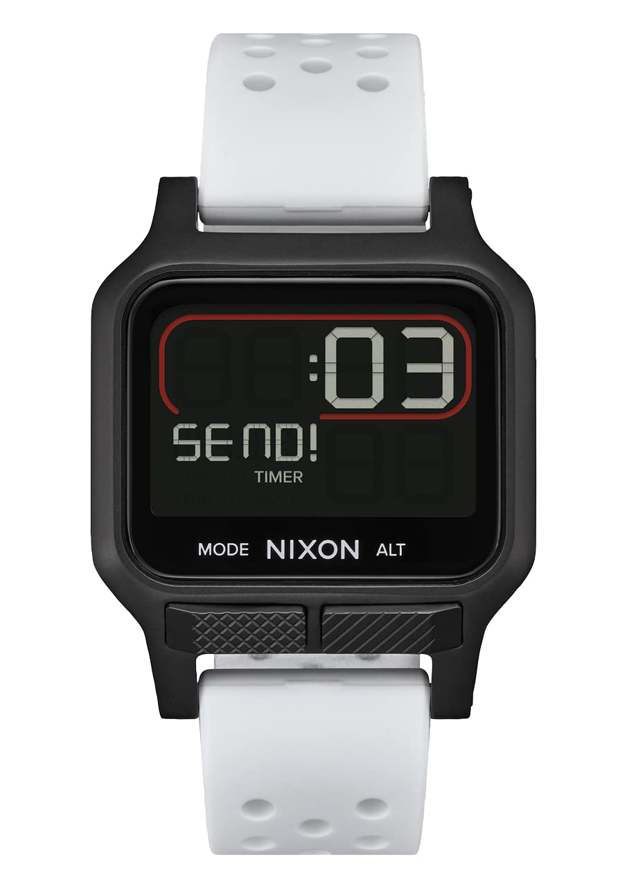 NIXON Heat A1320 Digital Sports Watch for Men & Women - 100M Water Resistant, Ultra Thin Lightweight Design with 38mm LCD Display & 20mm PU Band - Perfect for Running, Workout, Swimming & Outdoor Activities