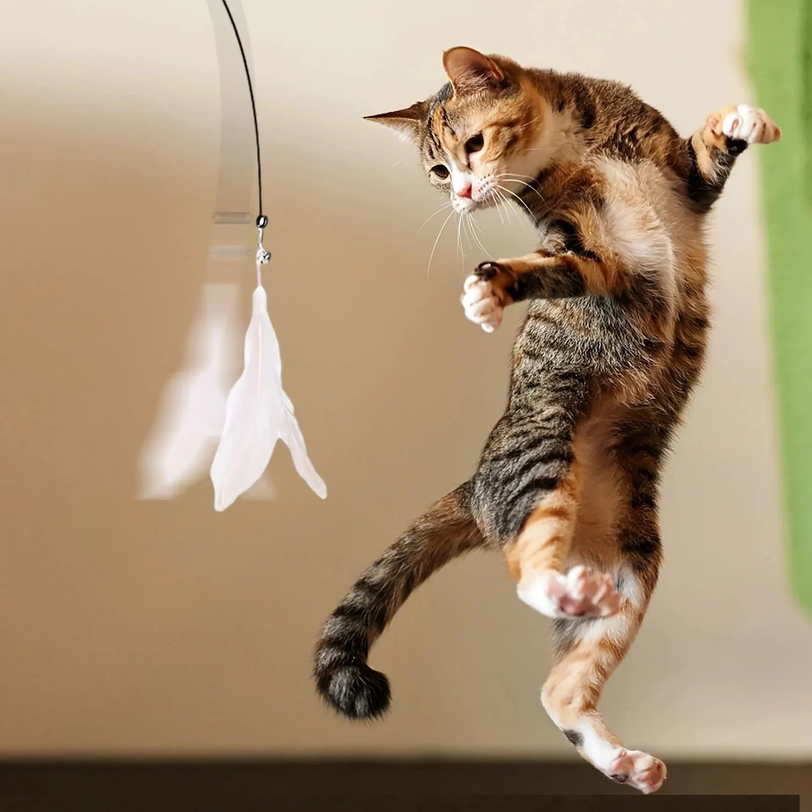 Interactive Cat Teaser Toy with Bell & Feather Wand - Fun Exercise Toy for Indoor Cats, Playtime & Bonding with Your Kitten