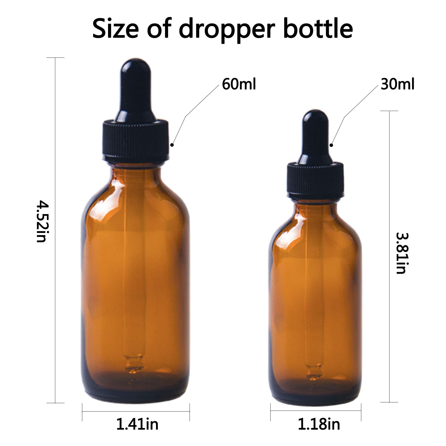 48 Pack 1oz Amber Glass Dropper Bottles (30ml) - Essential Oil Bottles with Glass Droppers for Perfumes, DIY Skincare & Aromatherapy - Perfect for Home, Travel & Gift Packaging