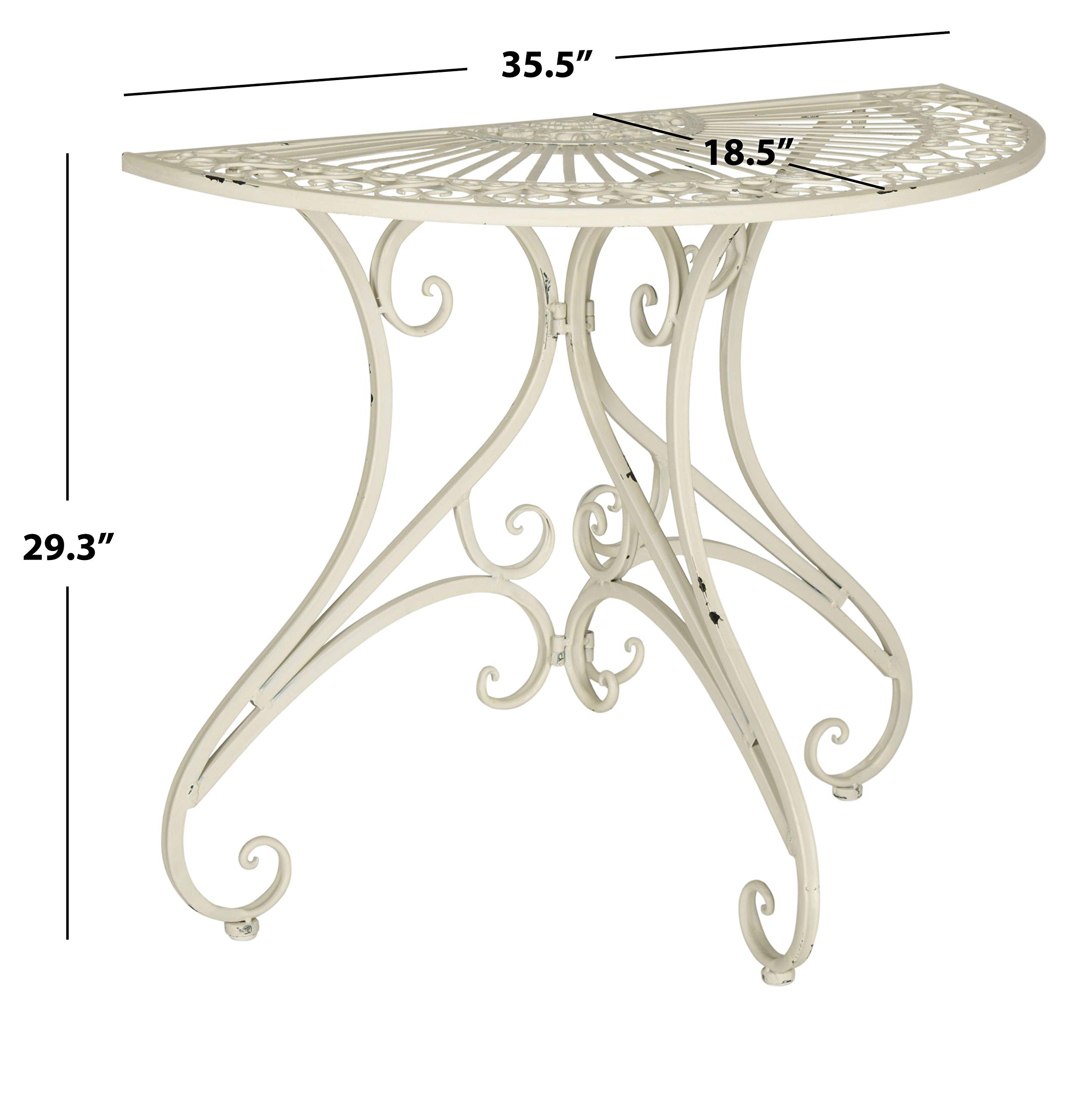 SAFAVIEH Outdoor Collection Annalise Antique White Accent Table - Weather-Resistant Side Table for Patio, Garden & Poolside Decor