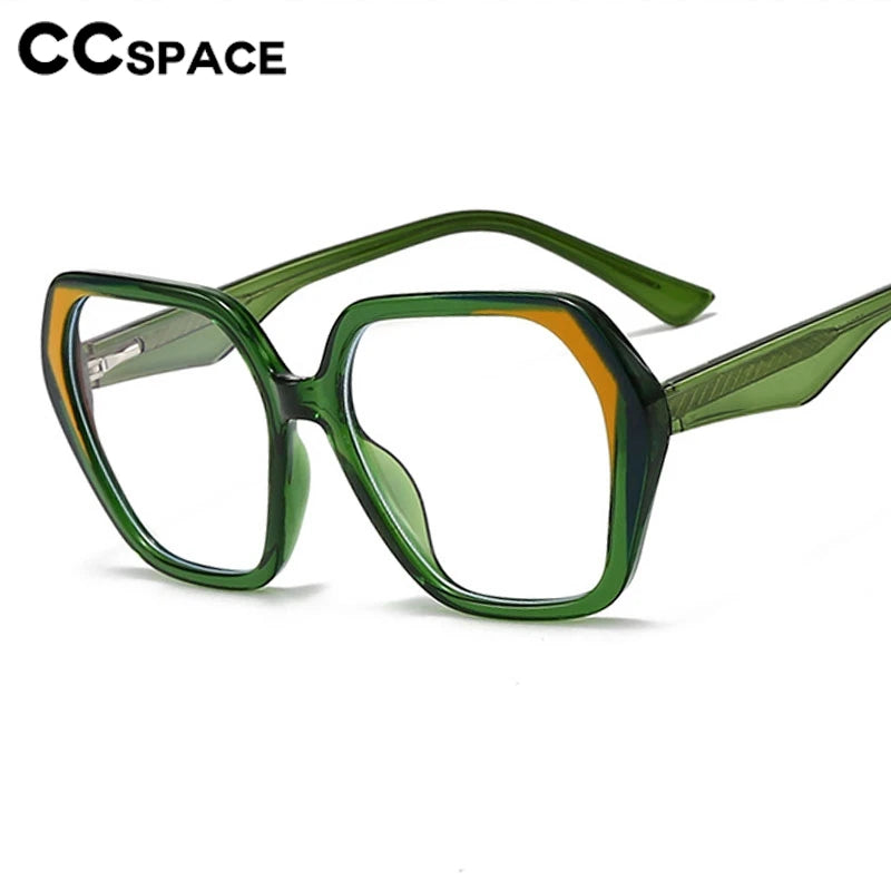 CCspace Women's Full Rim Irregular Square Polycarbonate Eyeglasses 3003 - Trendy Lightweight Glasses for Work, Reading & Fashion