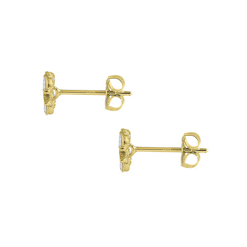 14K Solid Yellow Gold X-Shaped CZ Stud Earrings - Sparkling Round Cubic Zirconia for Women, Perfect for Parties, Weddings & Everyday Elegance
