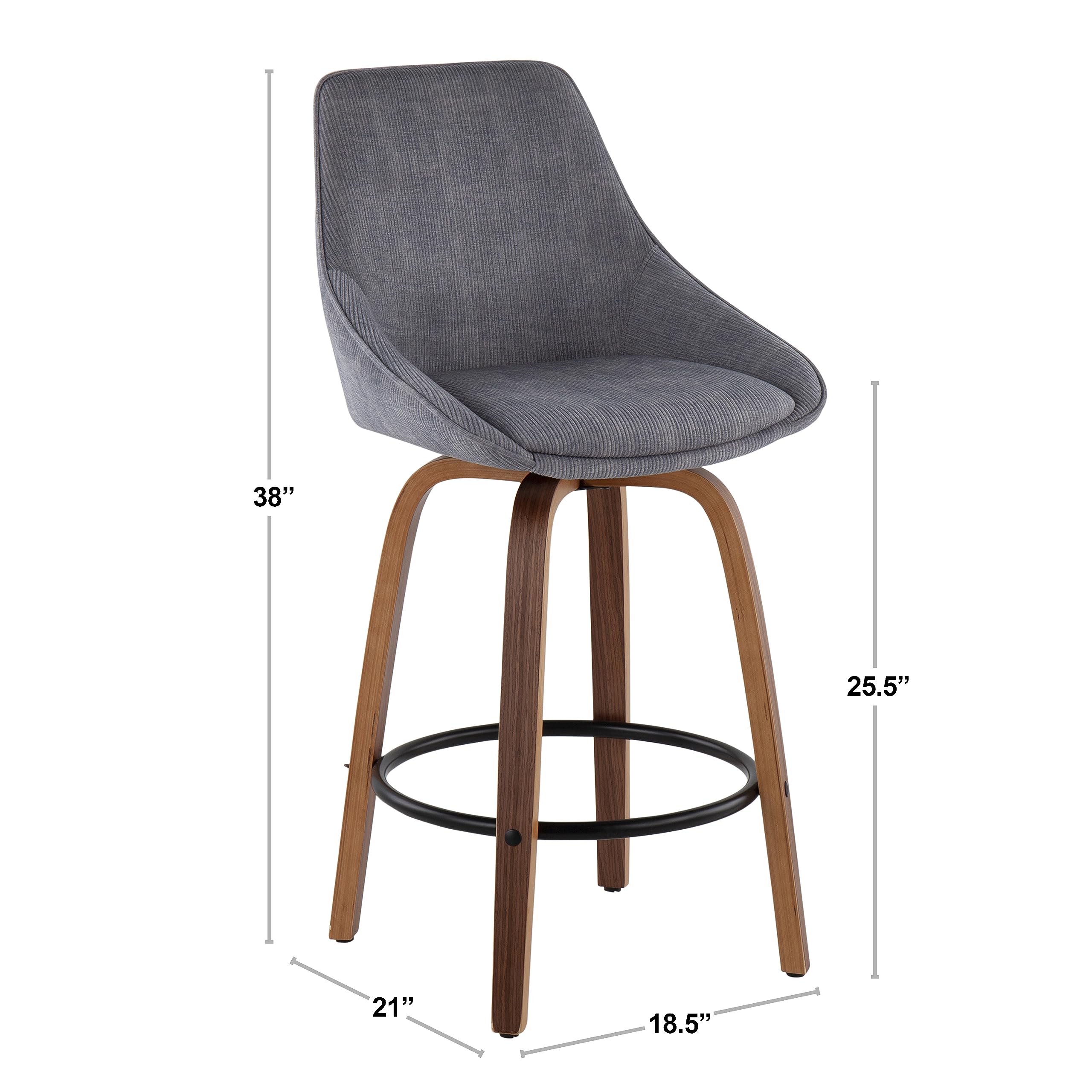 LumiSource Diana Walnut Wood Counter Stools Set of 2 - 24