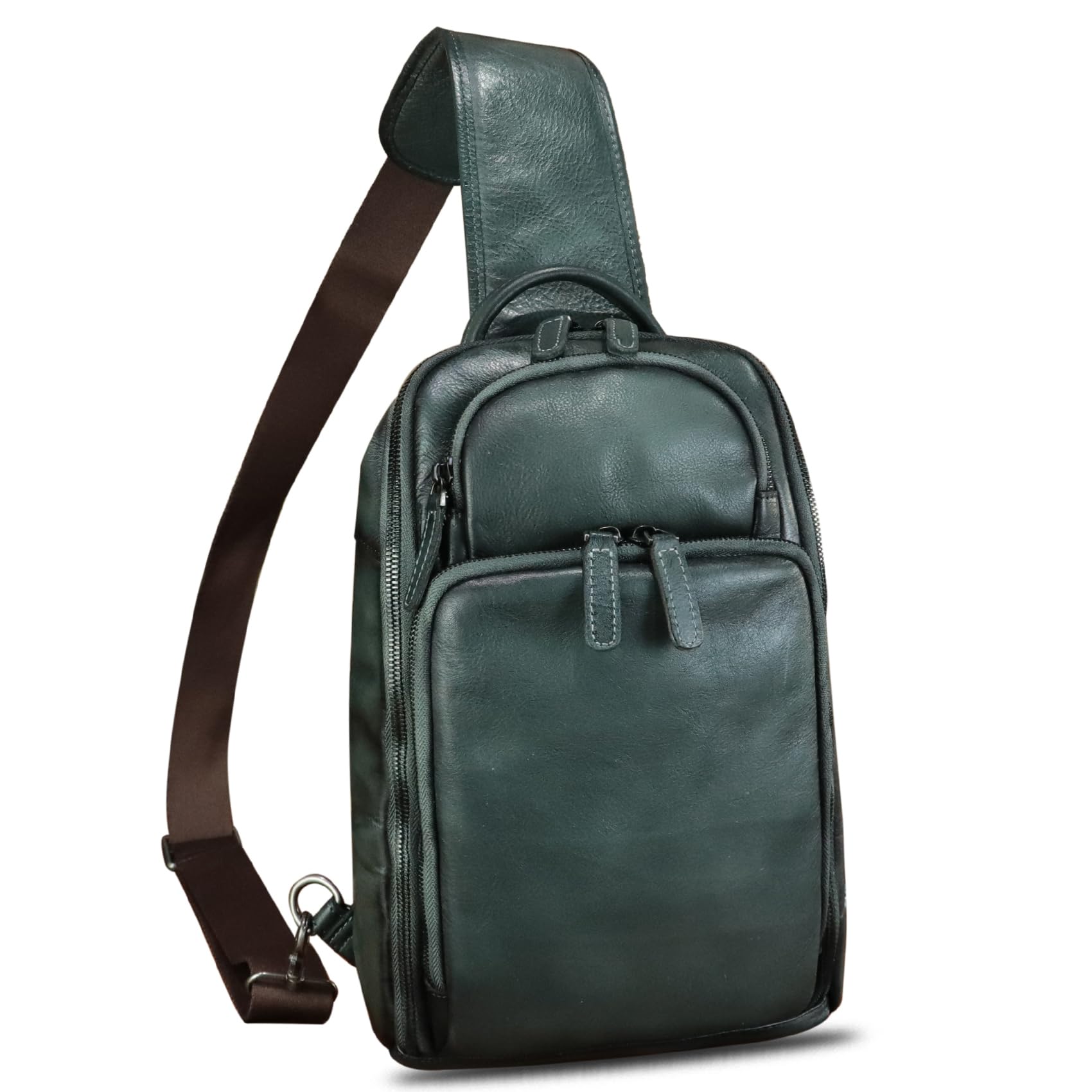 Genuine Leather Sling Bag for Men & Women - Vintage Crossbody Backpack Chest Purse Fits 11 Inch iPad Pro - Perfect for Travel, Work & Daily Commute