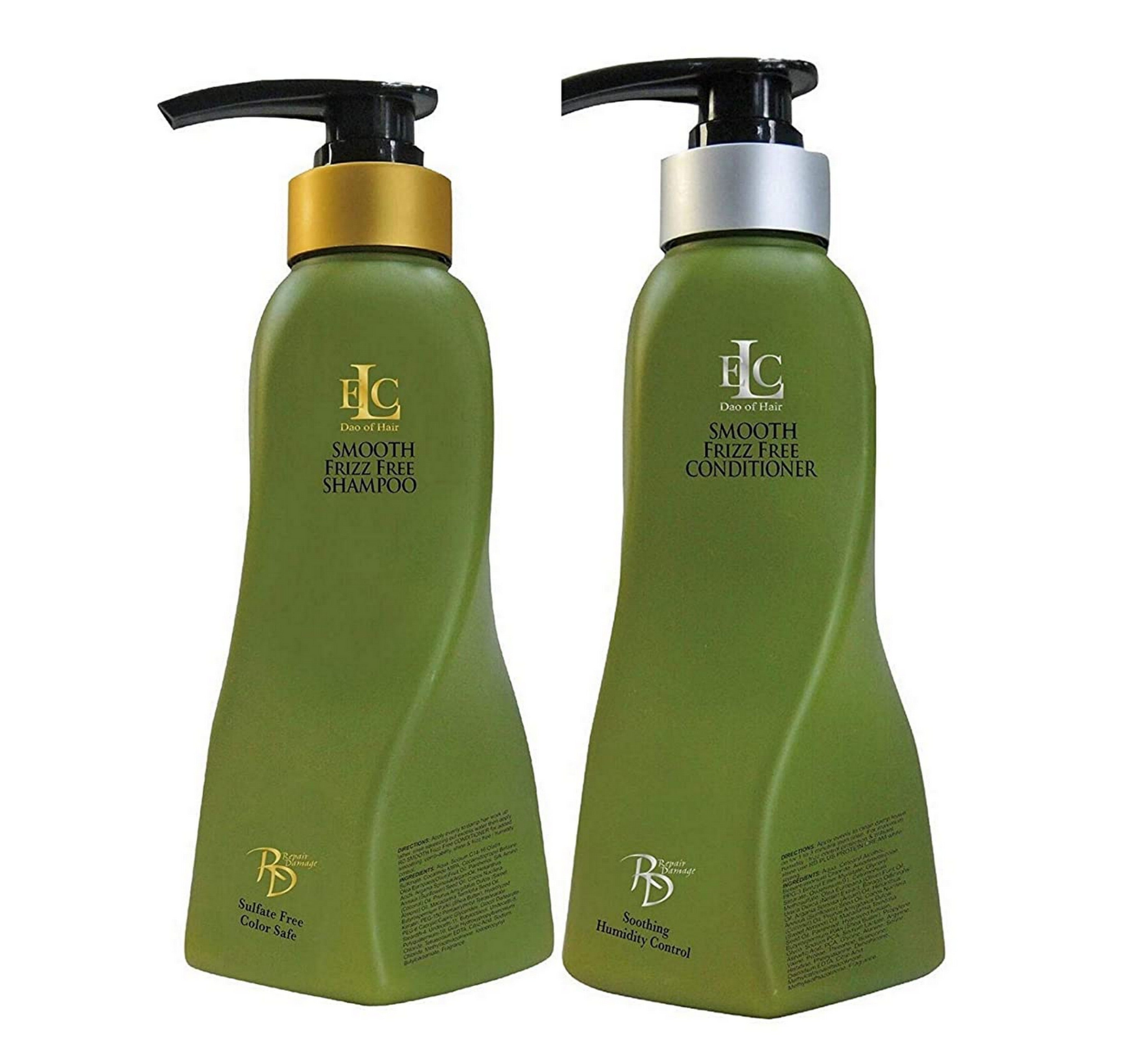 ELC Dao of Hair Repairing Shampoo & Conditioner Set - Damage Control, Frizz-Free Smoothing Hair Care (3-Piece Bundle, 33.8 Oz) with Cosmetic Travel Bag - Perfect for Damaged Hair Treatment & Daily Salon-Quality Care at Home