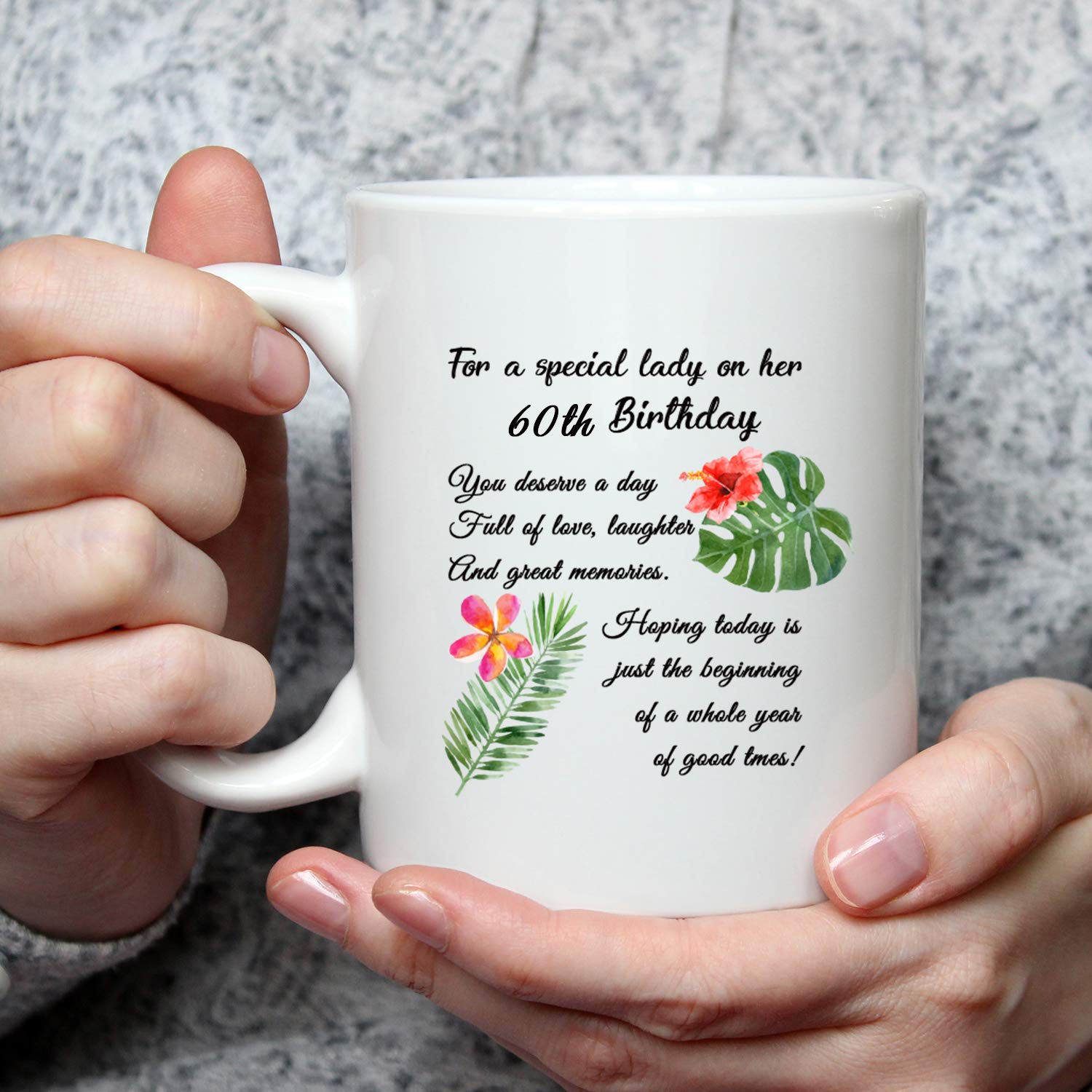 60th Birthday Coffee Mug for Women - 11 oz Ceramic Gift for Mom, Sister, Best Friend, Wife, Daughter - Perfect for Celebrating Milestone Birthdays & Special Occasions