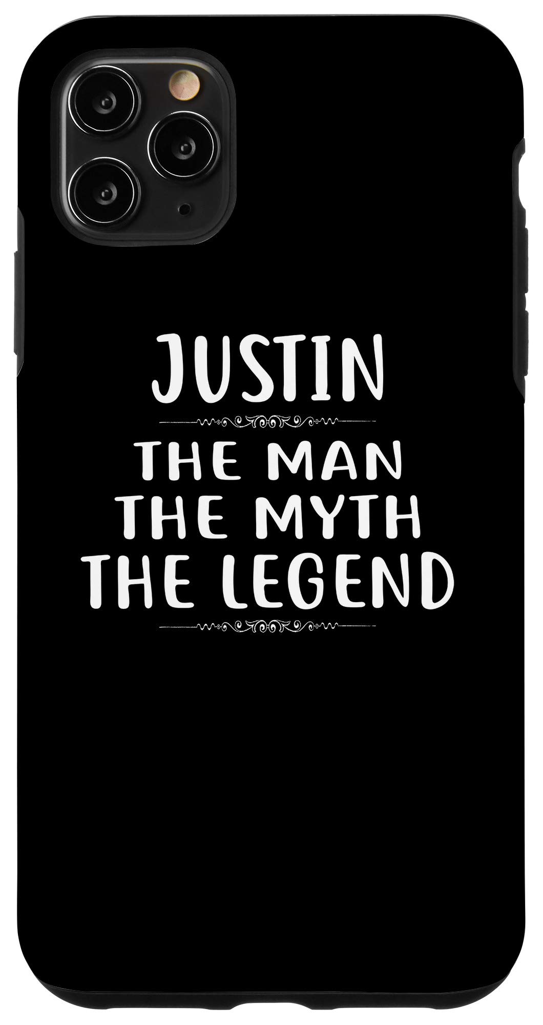 Justin The Man The Myth The Legend iPhone 11 Pro Max Phone Case - Personalized First Name Cover for Protection & Style | Perfect Gift for Fans, Friends & Family