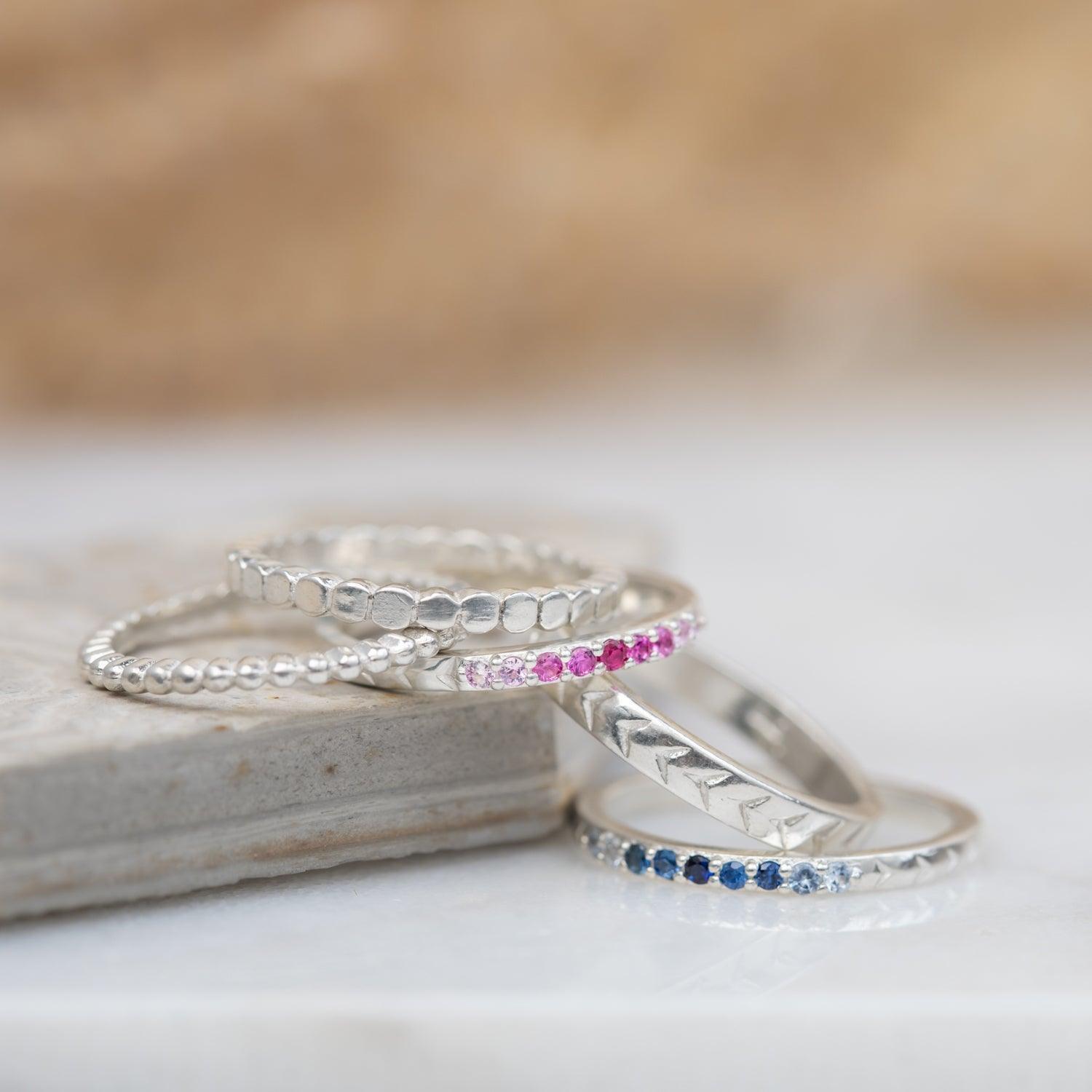Chevron Silver Band Ring for Women - Elegant Stackable Jewelry for Everyday Wear & Special Occasions