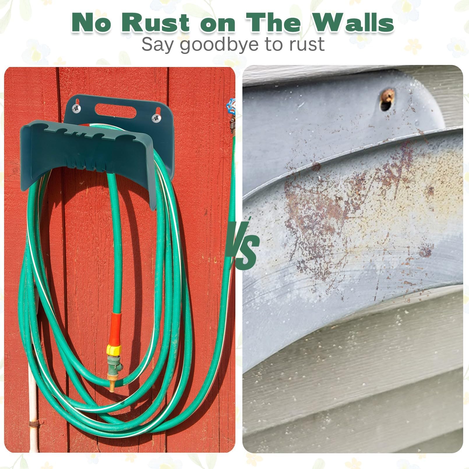 Kathson Garden Hose Hanger - Heavy Duty Wall Mount Hose Reel Organizer with Bracket | Durable Plastic Water Hose Storage Holder for Outdoor Yard, Lawn & Garden Use