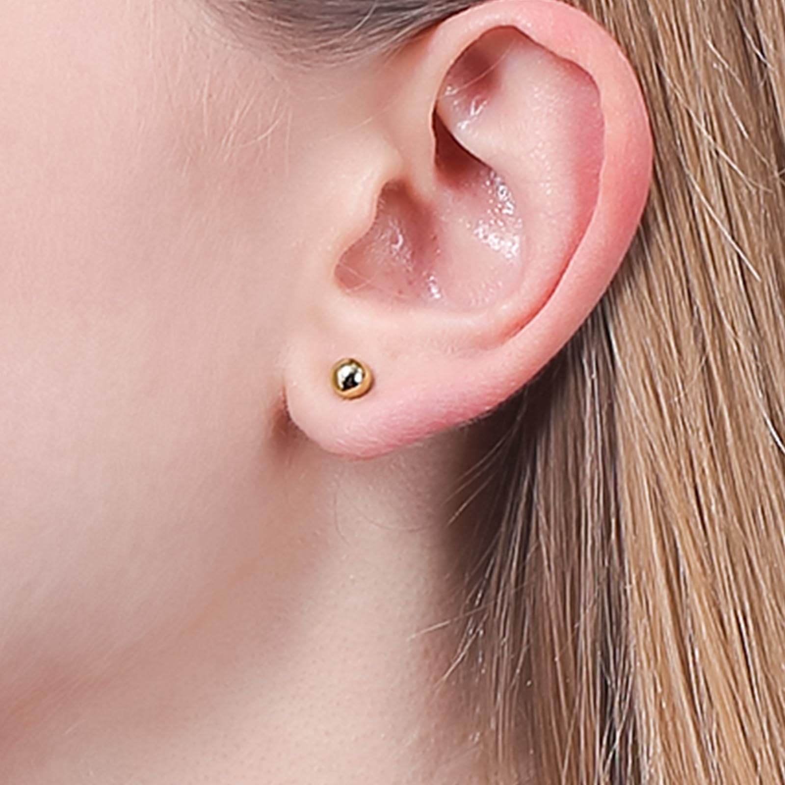 Hypoallergenic Gold Flat Back Stud Earrings for Women - ToHeart Stud Ball Earrings | Perfect for Everyday Wear, Parties & Gifts