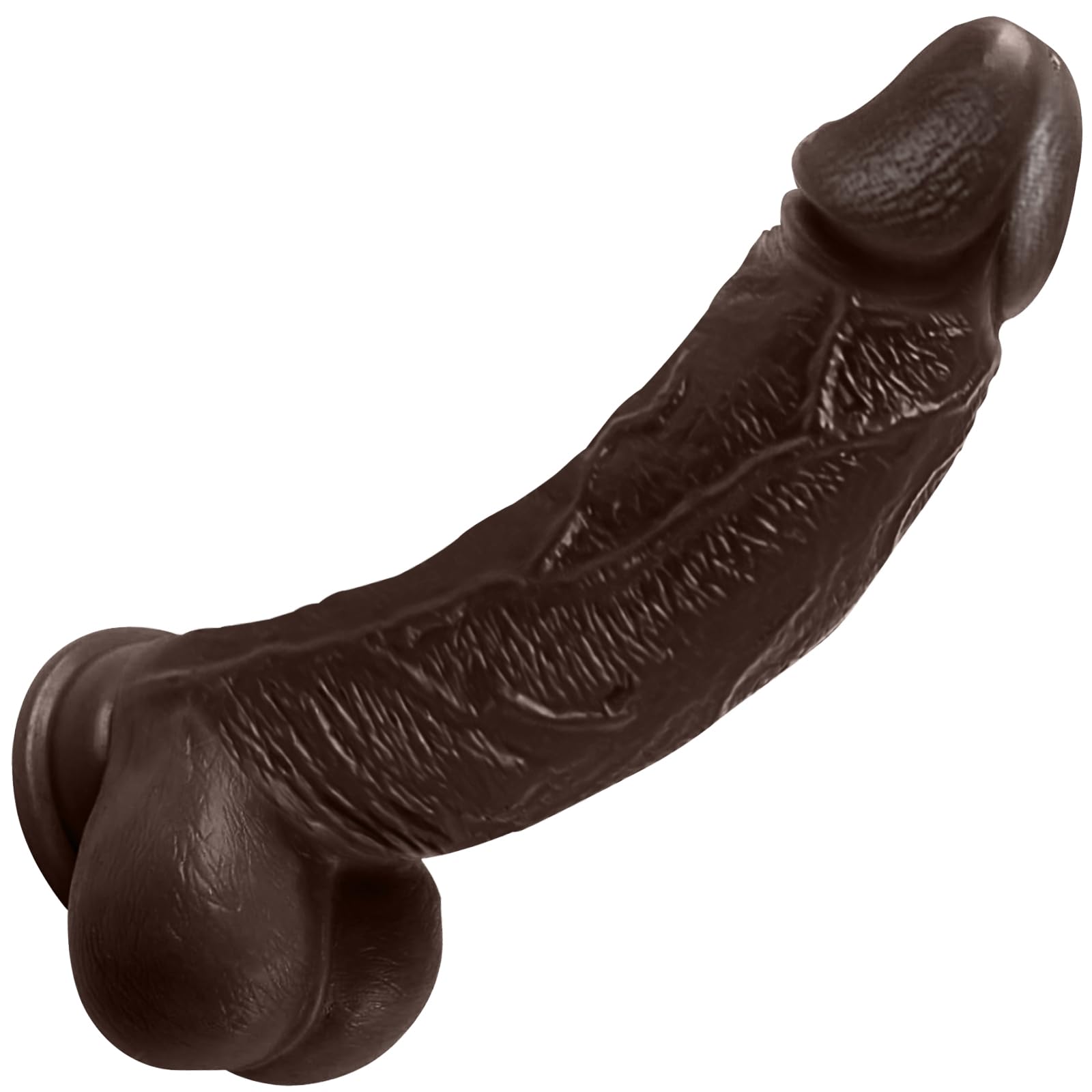 Realistic 8 Inch Anal Dildo for Women & Couples - Body-Safe G-Spot Stimulator with Strong Suction Cup | Adult Sex Toy for Solo Play & Partnered Fun (Dark Brown)
