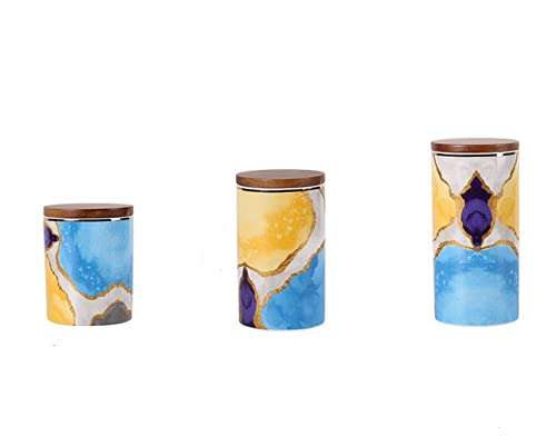 Hand-Painted Ceramic Storage Can - Colorful Ink Splash Design - Airtight Coffee, Tea, Candy & Spice Container (8-inch Large) - Perfect for Kitchen Pantry, Office Snacks & Gift Packaging