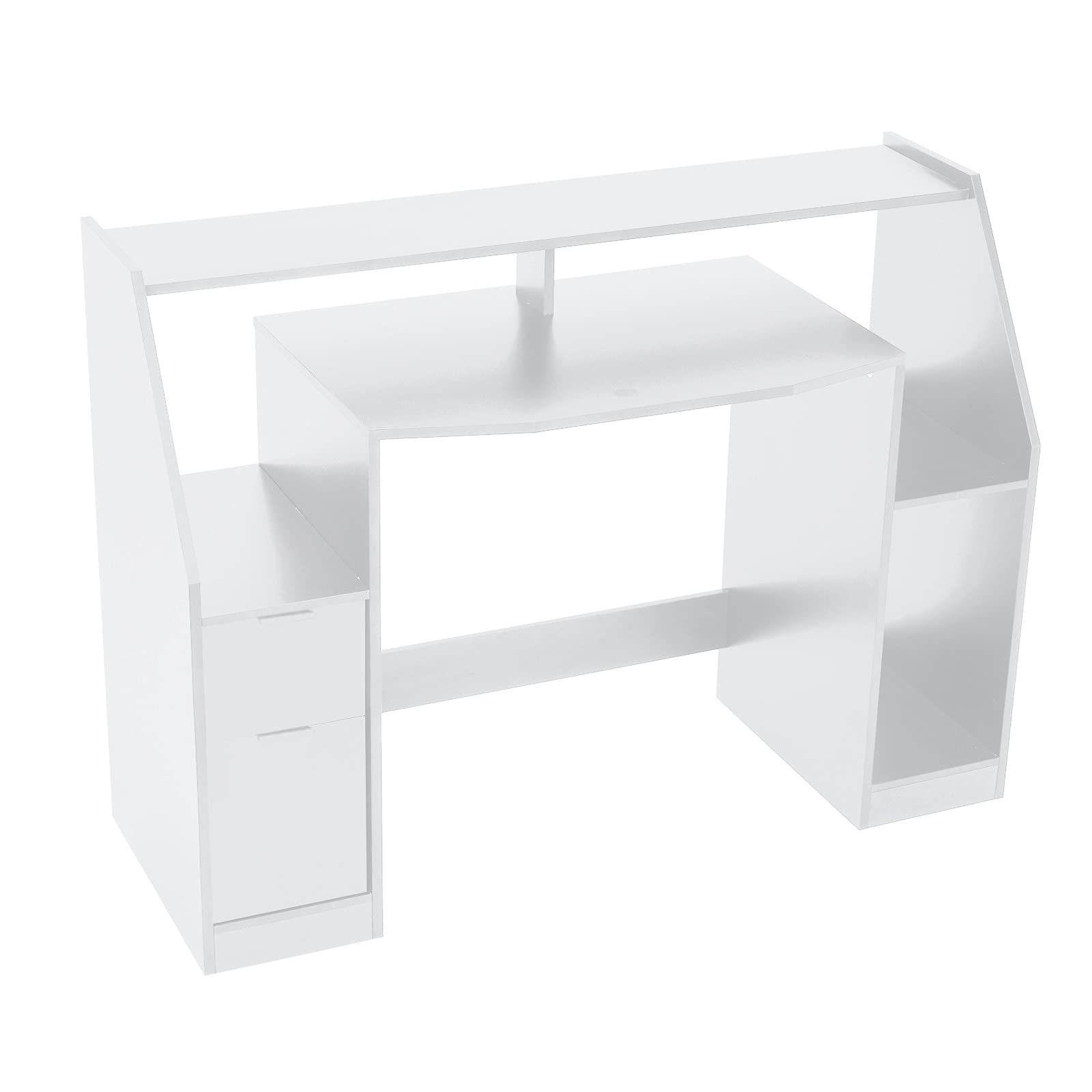 Modern PC Laptop Desk - Adjustable Study Workstation with LED Lights for Home Office, Gaming & Remote Work - Ergonomic Computer Table for Small Spaces