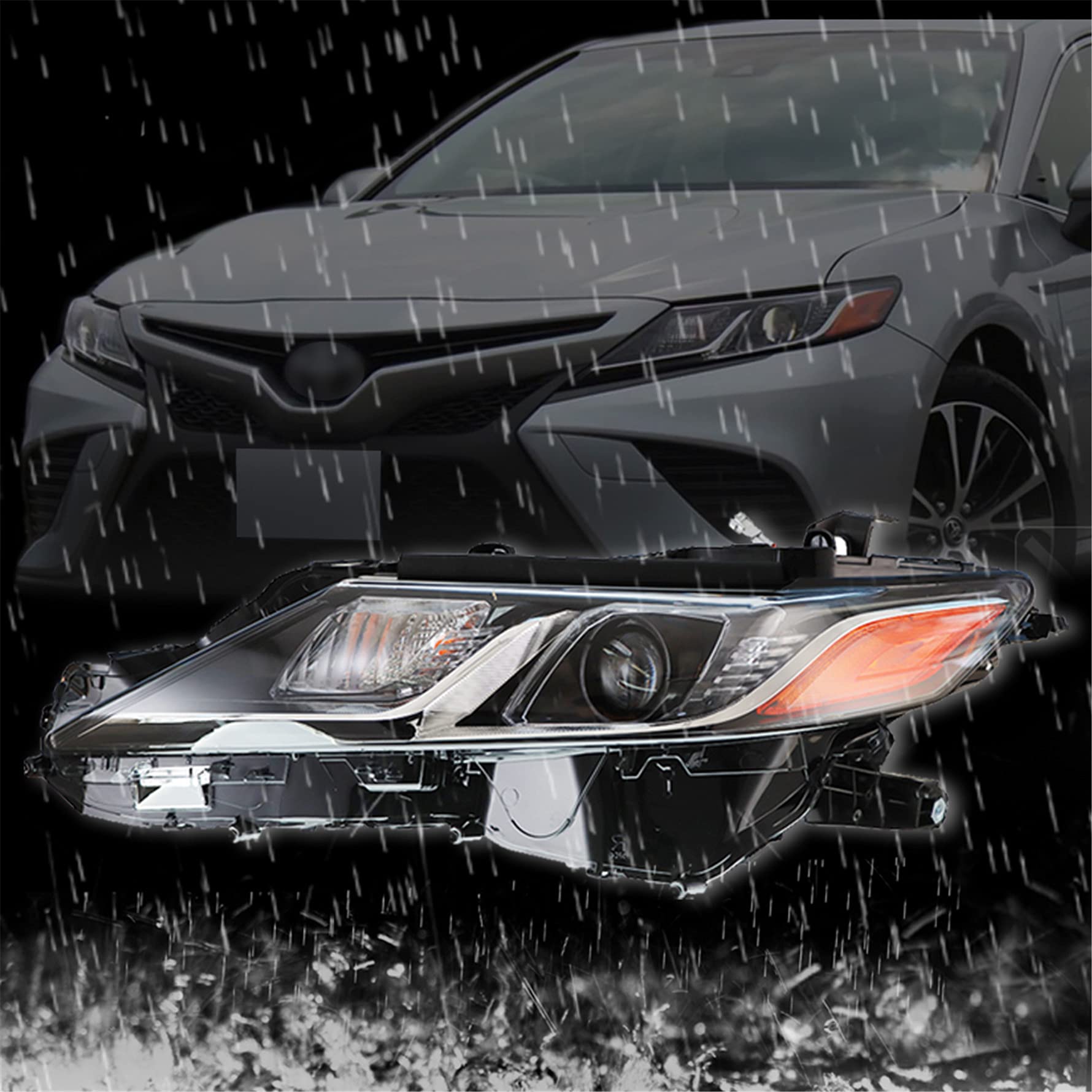 Munirater 81150-06C40 TO2502255 Black Left Front LED Projector Headlight Assembly - Driver Side Replacement for 2018-2019 Toyota Camry L/LE/SE Models | Perfect for Night Driving & Style Upgrade