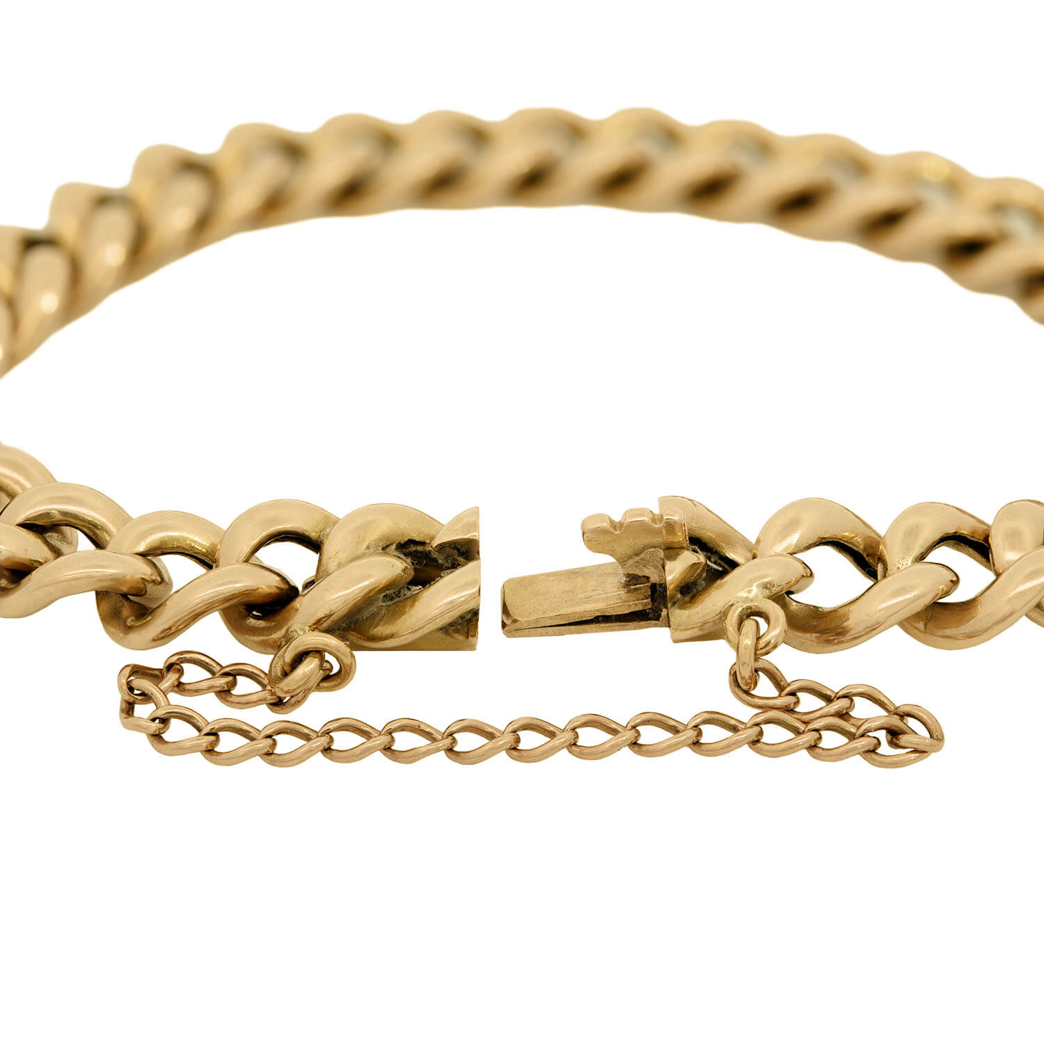 15K Gold English Curb Link Bracelet for Women - Elegant Estate Jewelry for Everyday Wear, Gifts & Special Occasions