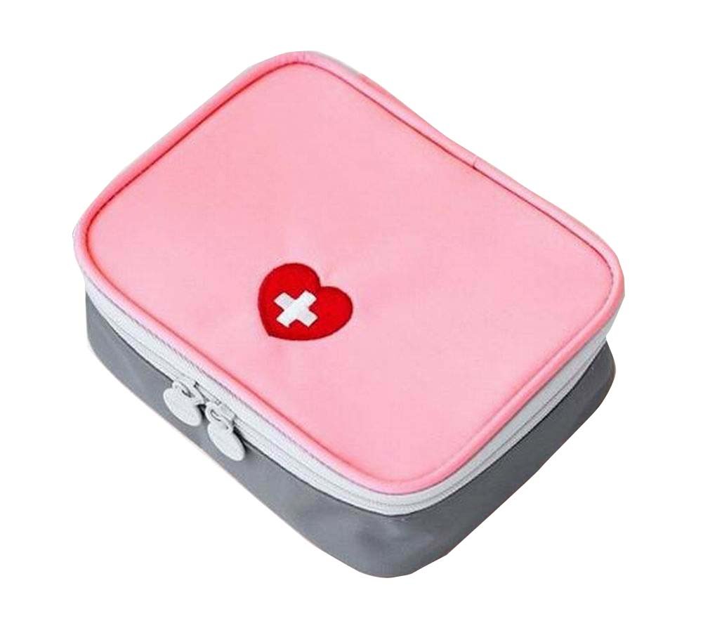 Pink Empty First Aid Bag - Portable Medicine Organizer Pouch for Emergency, Travel, Camping & Home First Aid Kits