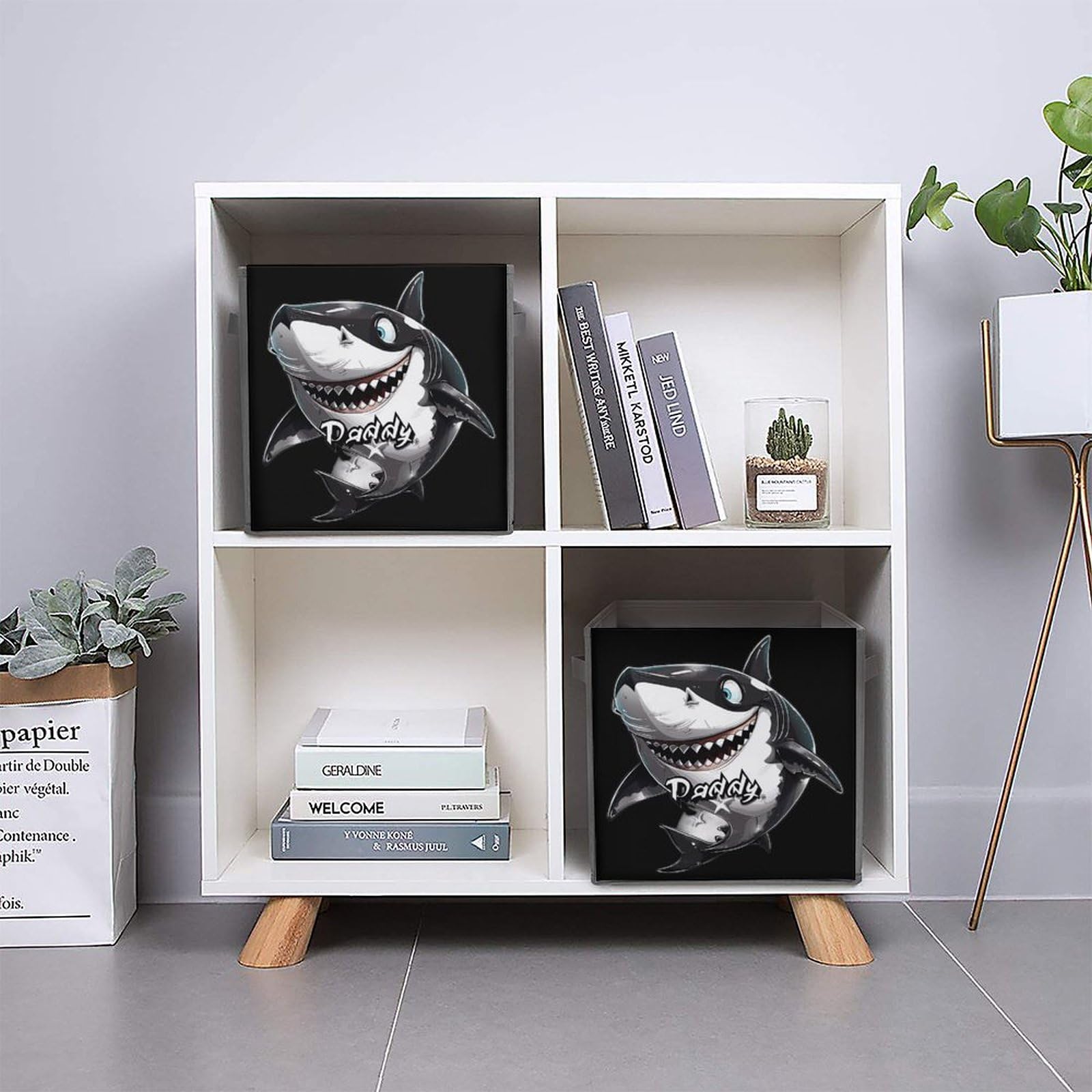 Daddy Shark Folding Storage Bins with Handles - for Kids Room & Toy Organization
