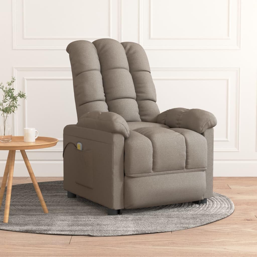 vidaXL Modern Fabric Massage Recliner Chair in Taupe - Ergonomic Relaxation Therapy with Comfortable Padding & Easy-Clean Fabric | Perfect for Living Room, Home Theater & Stress Relief