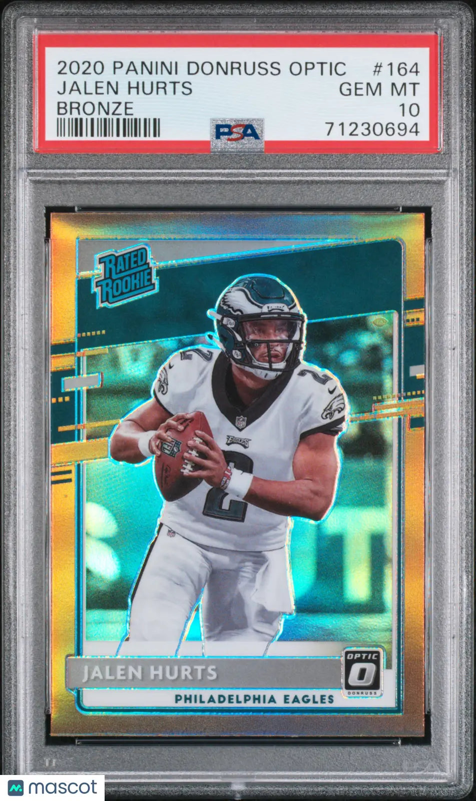 2020 Panini Donruss Optic Jalen Hurts Rated Rookie Bronze PSA 10 Gem Mint Football Card - Perfect for Collectors, Investors & Sports Memorabilia Displays