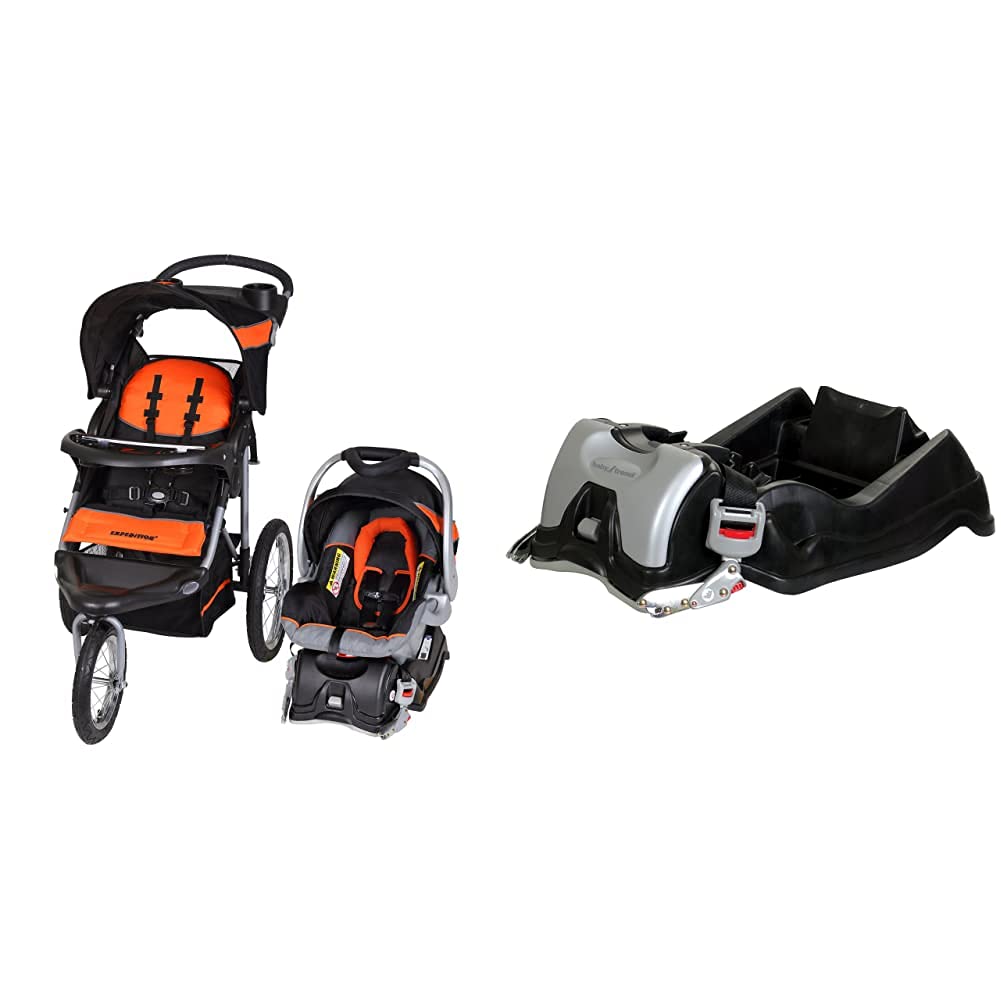 Baby Trend Expedition Jogger Travel System with EZ Flex Loc 32 Infant Car Seat Base - Millennium Orange & Black Stroller for Newborns | Perfect for Outdoor Walks, Shopping & Family Travel