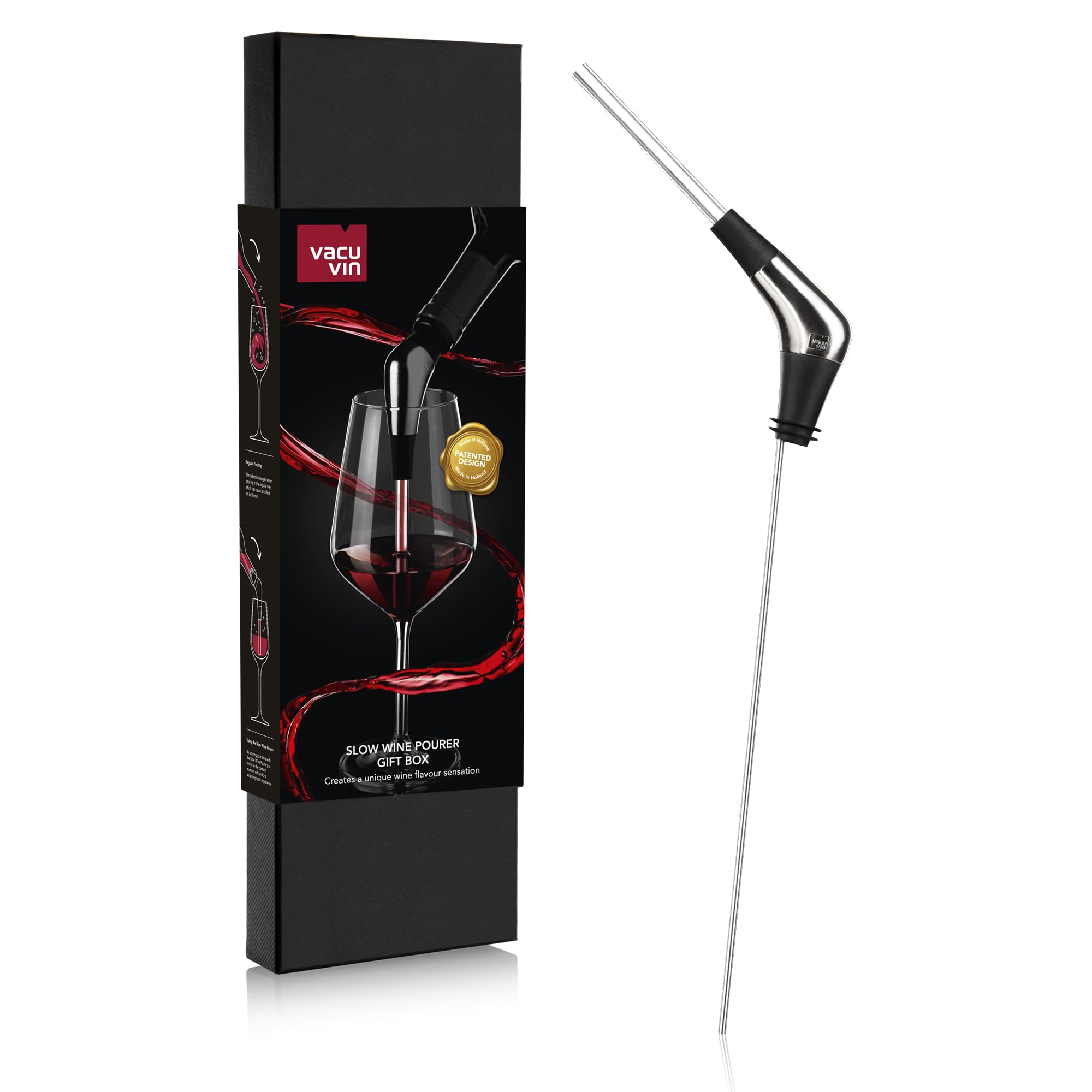 Premium Stainless Steel Slow Wine Pourer by Vacu Vin – Perfect for Red, White & Sparkling Wines – Ideal for Home Bars, Restaurants & Wine Tastings